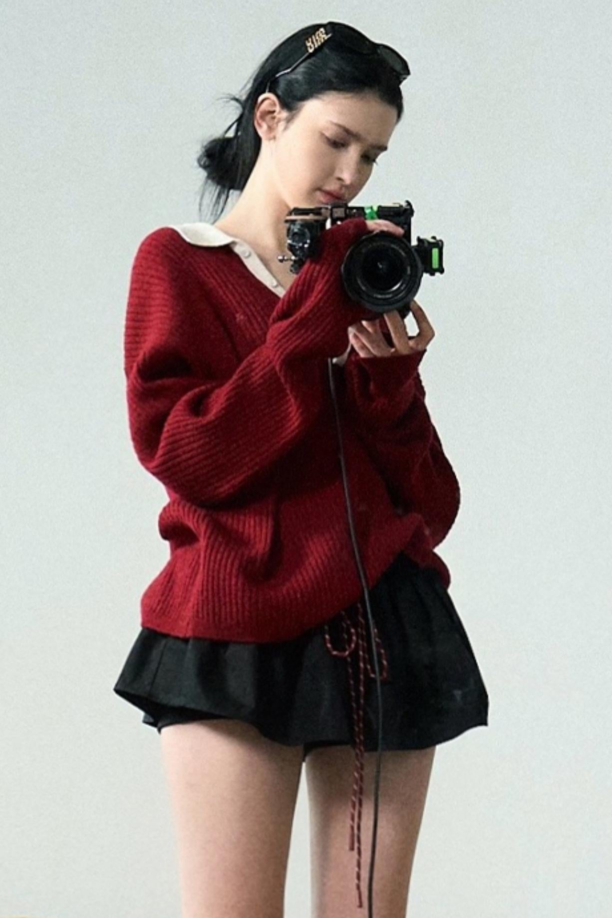 Burgundy Ribbed Sweater