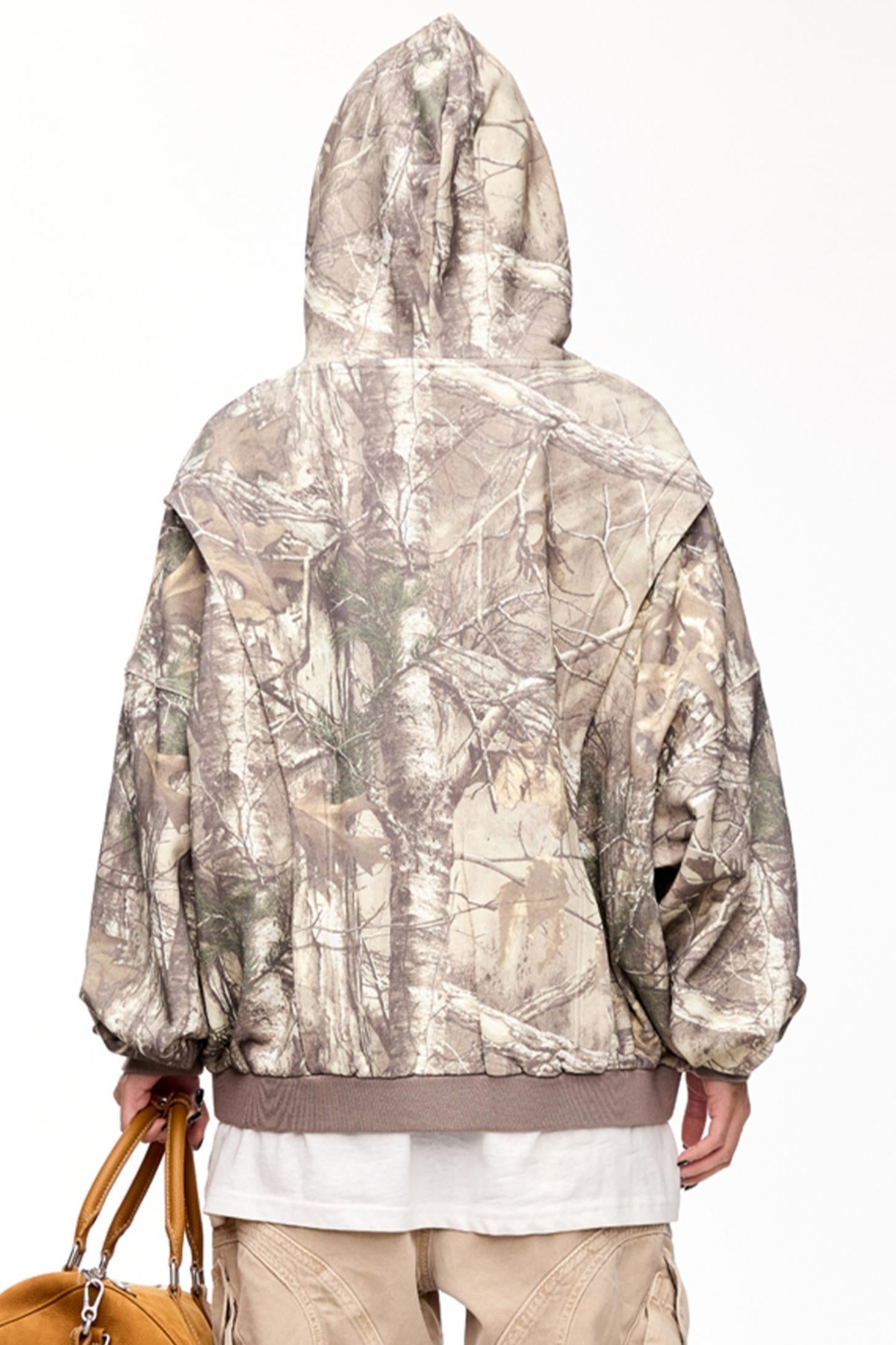 Men's Distressed Camouflage Hooded Sweatshirt