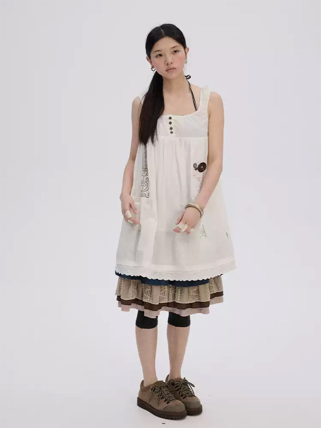 Embroidered Sleeveless Lace Dress