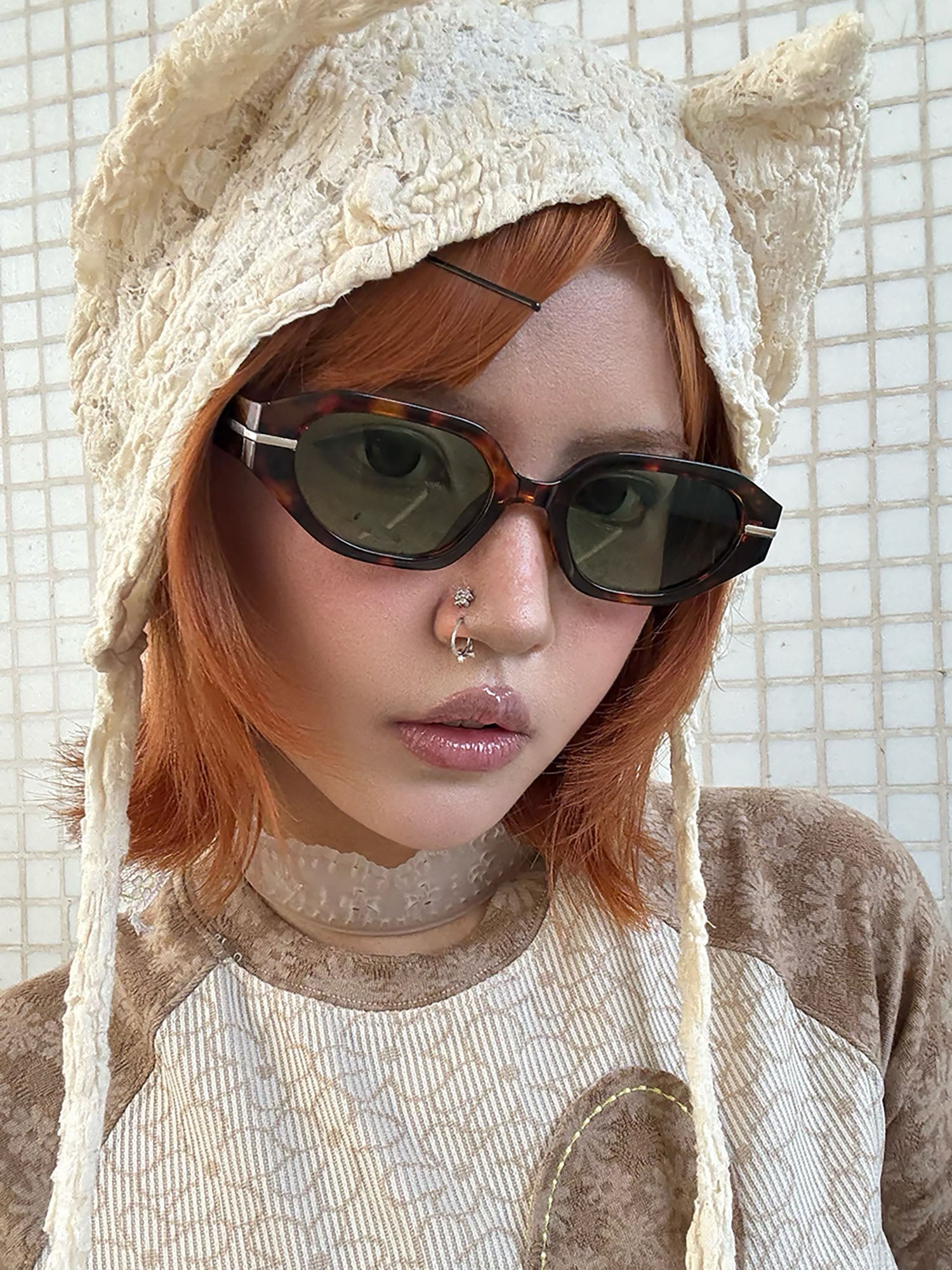 Chunky Translucent Oval Sunglasses - view 11