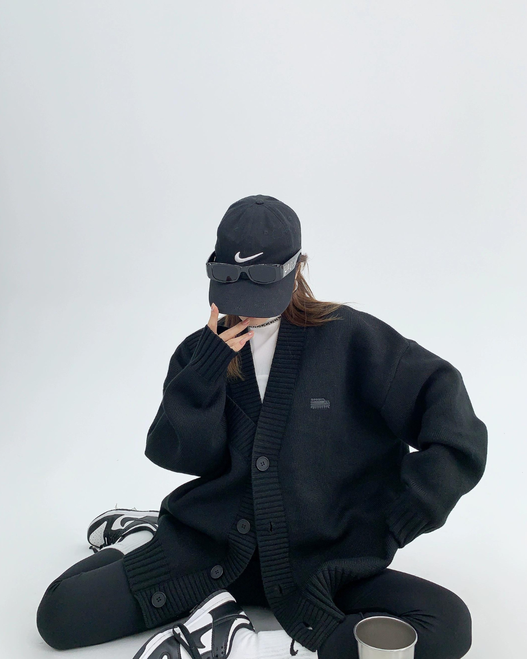 Asymmetrical Ink Studio Oversized Knit Cardigan