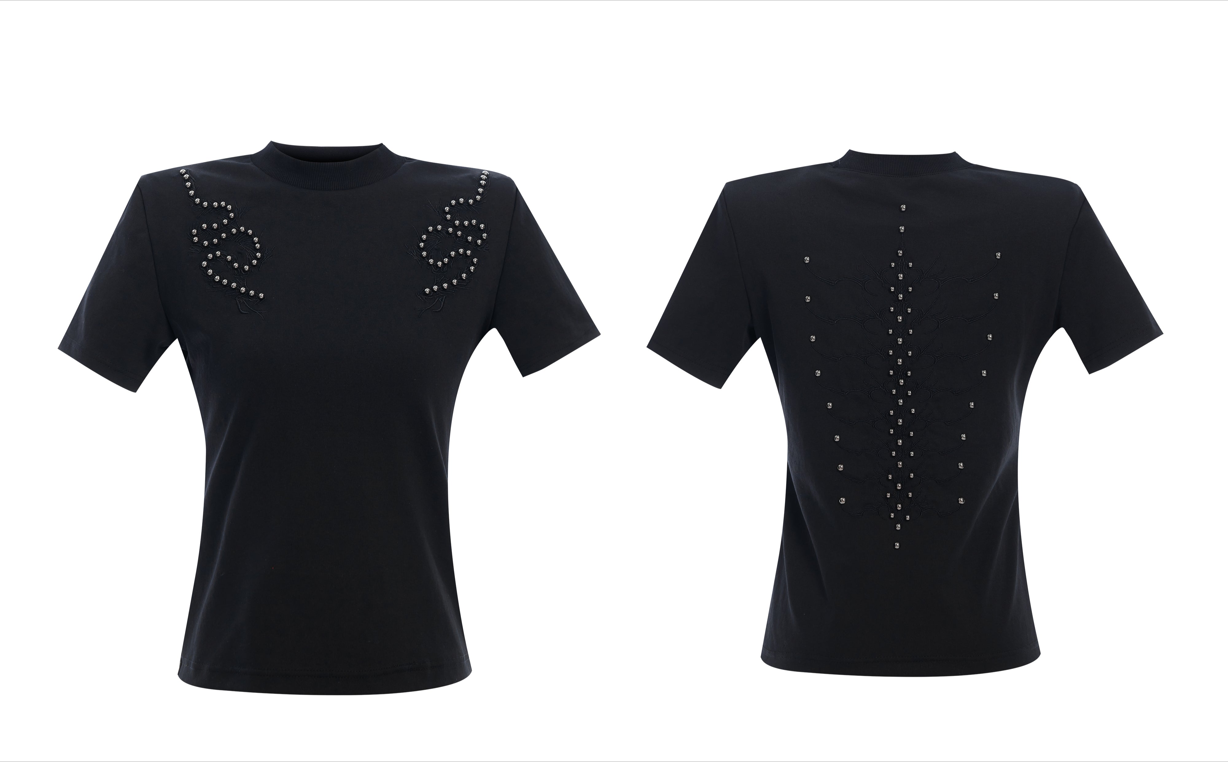 Spine Crystal Grey Fitted Tee