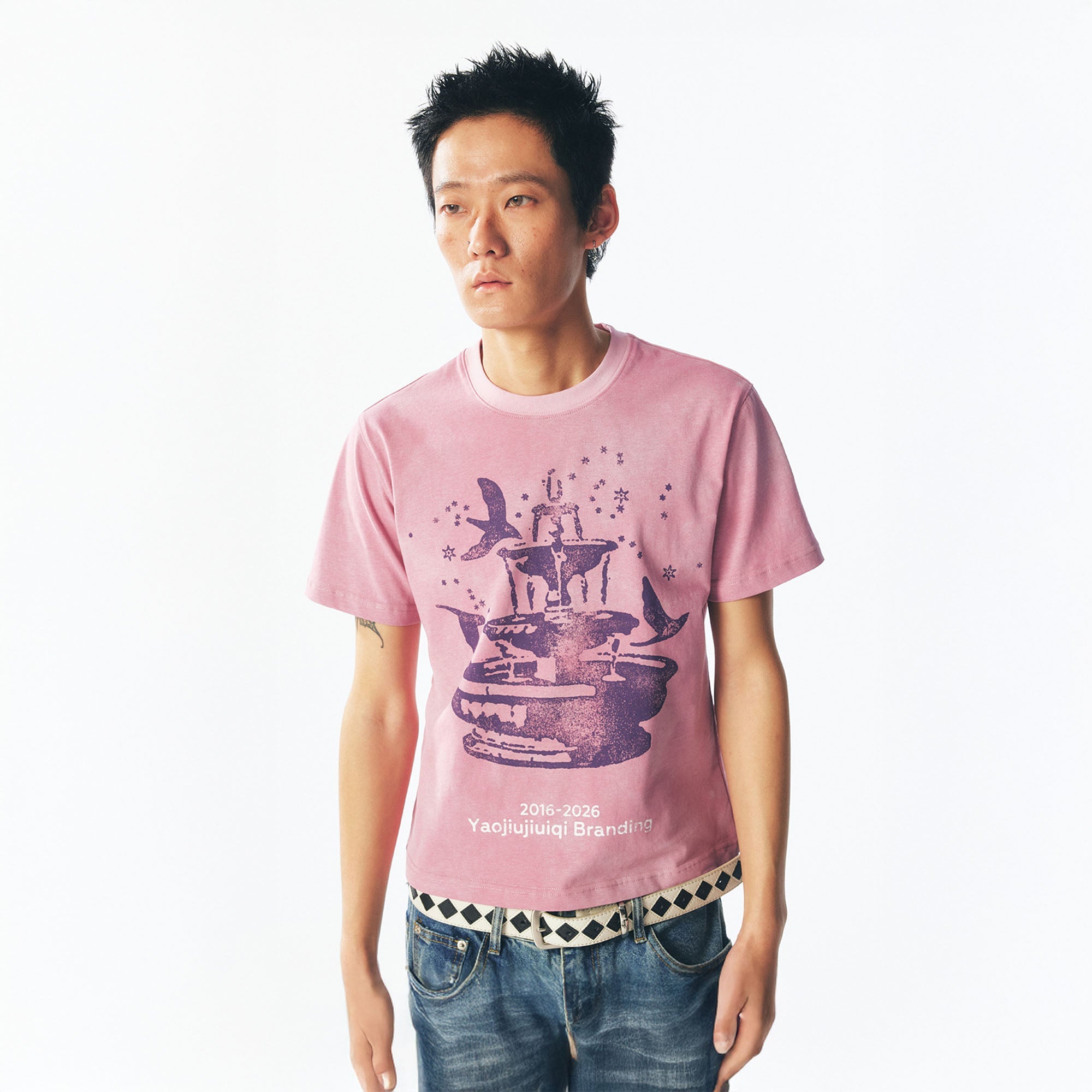 Fountain Dove Distressed Cotton Tee