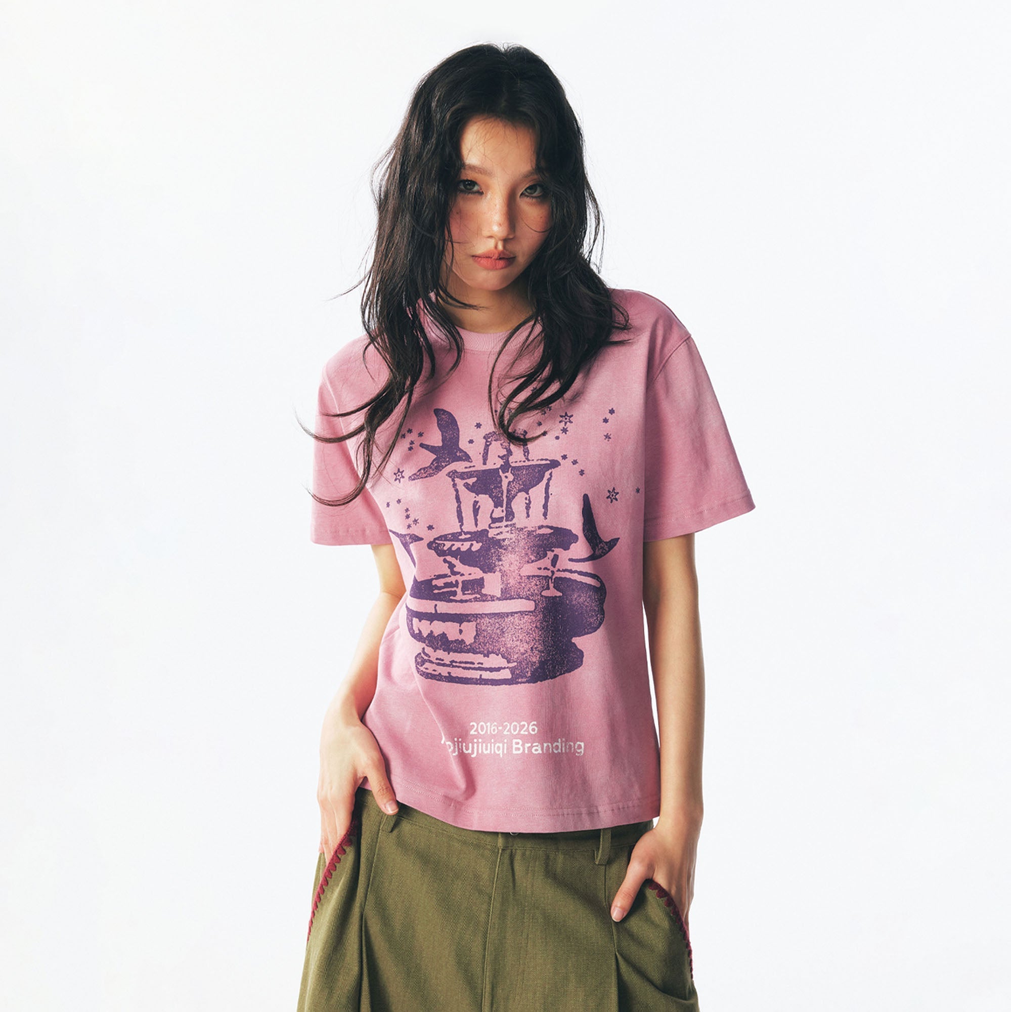 Fountain Dove Distressed Cotton Tee