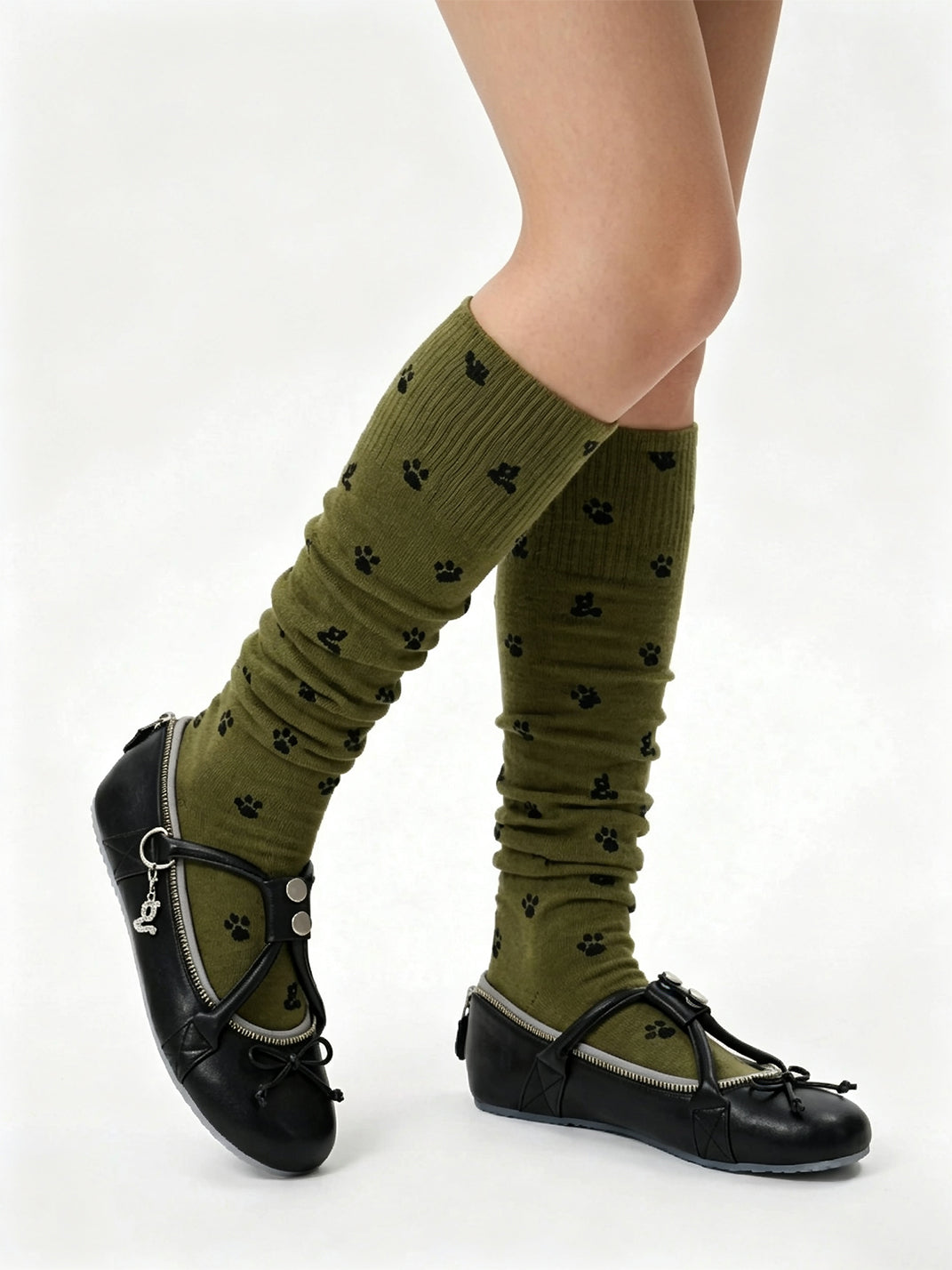 Zip-Detail Cross-Strap Bow Ballet Flats - view 6