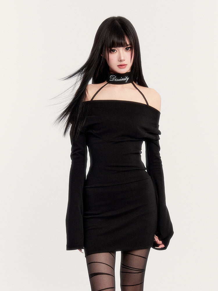 Off Shoulder Choker Bodycon Dress Black / M Off Shoulder Choker Bodycon Dress Black / M