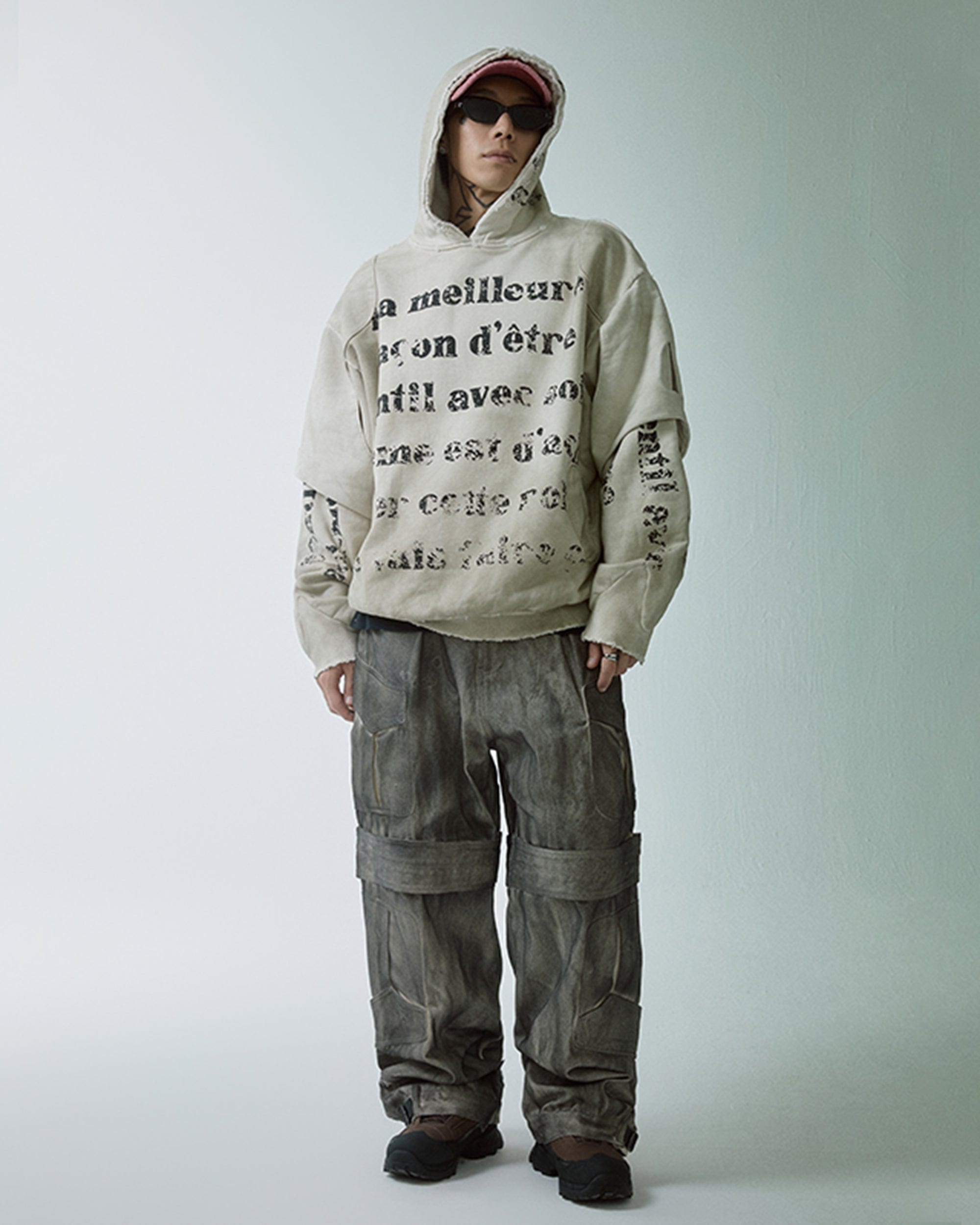 Französischer Text Vintage Hoodie