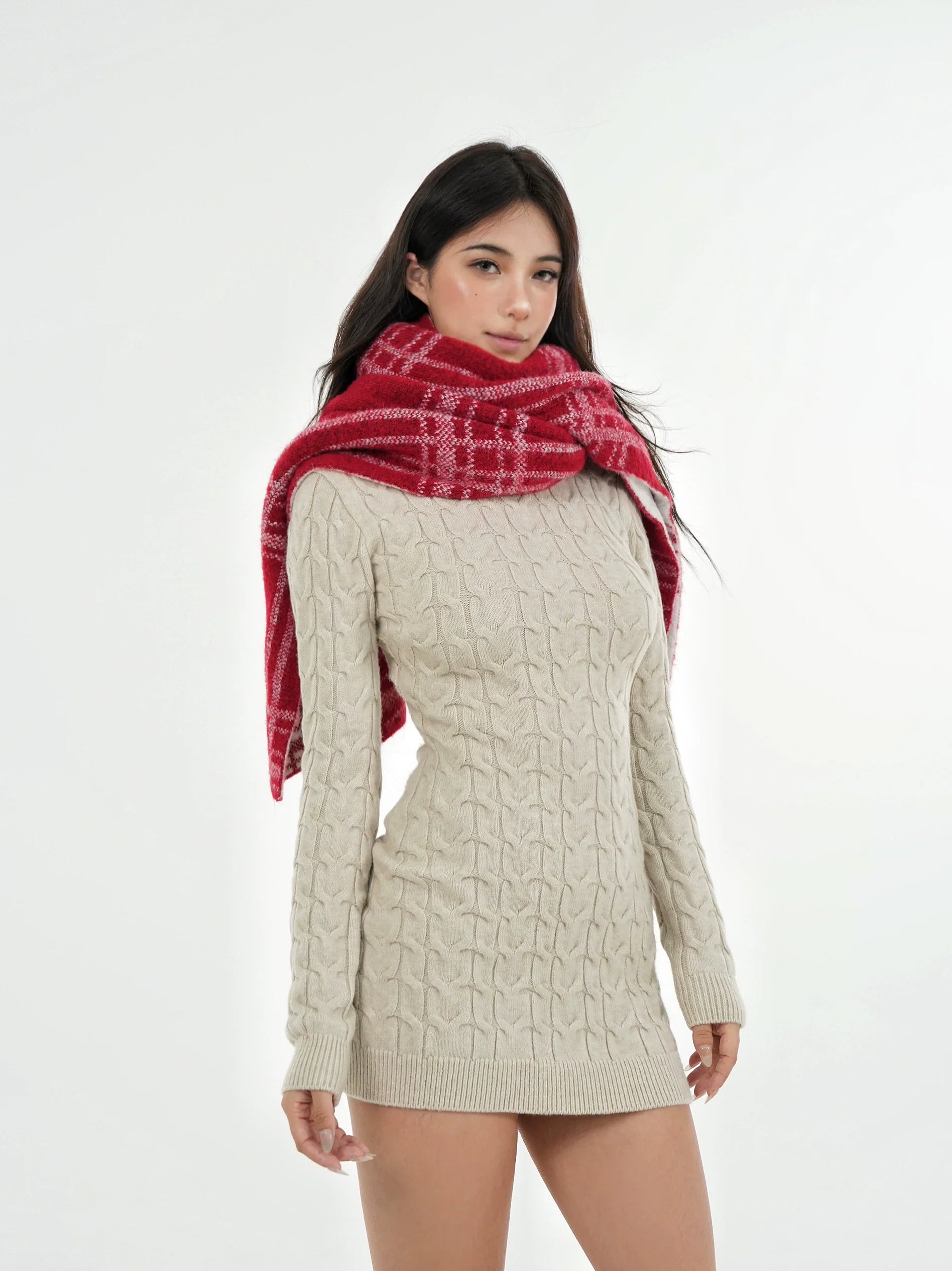 Open-Back Cable Knit Dress