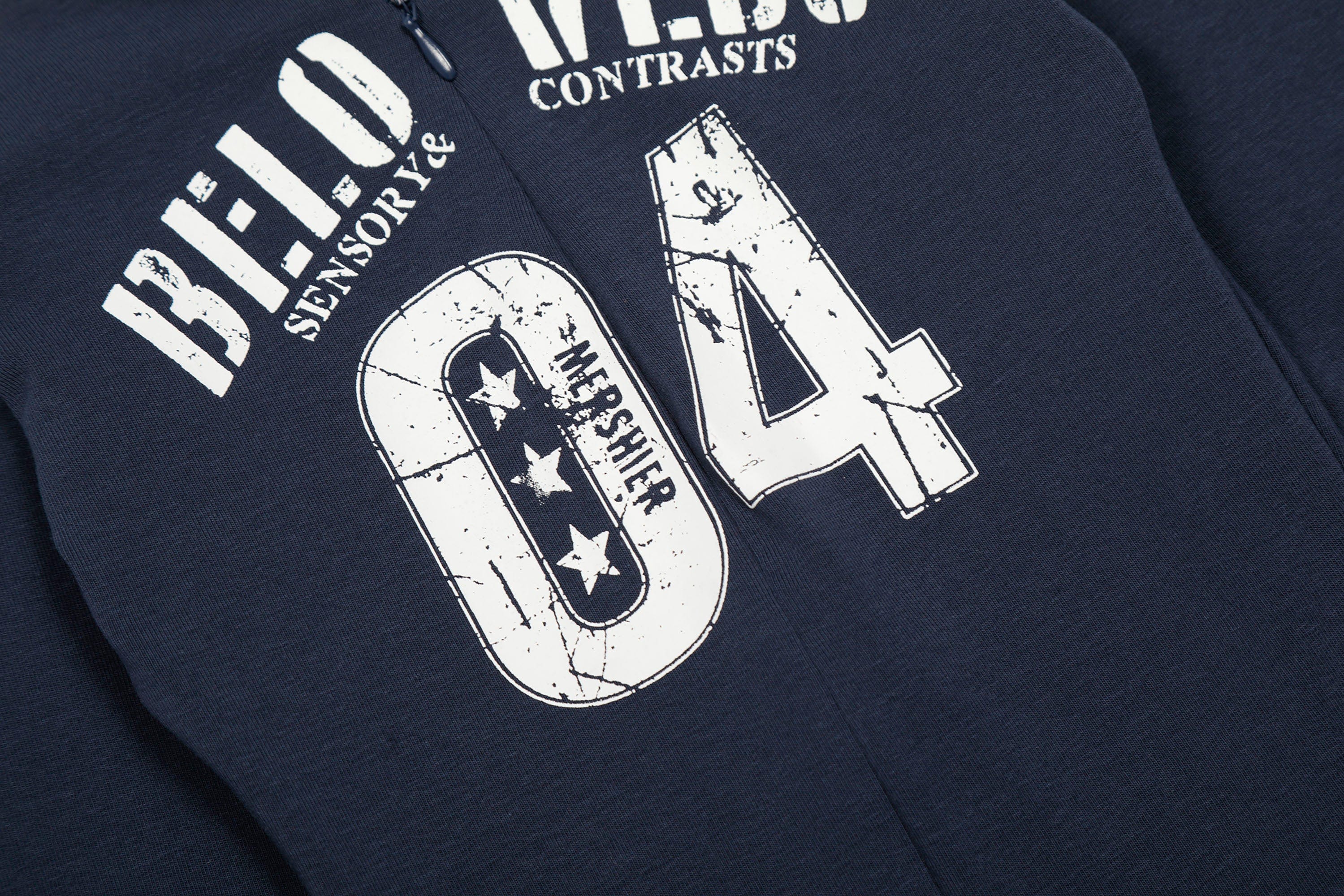 Navy Varsity Zip Up Top