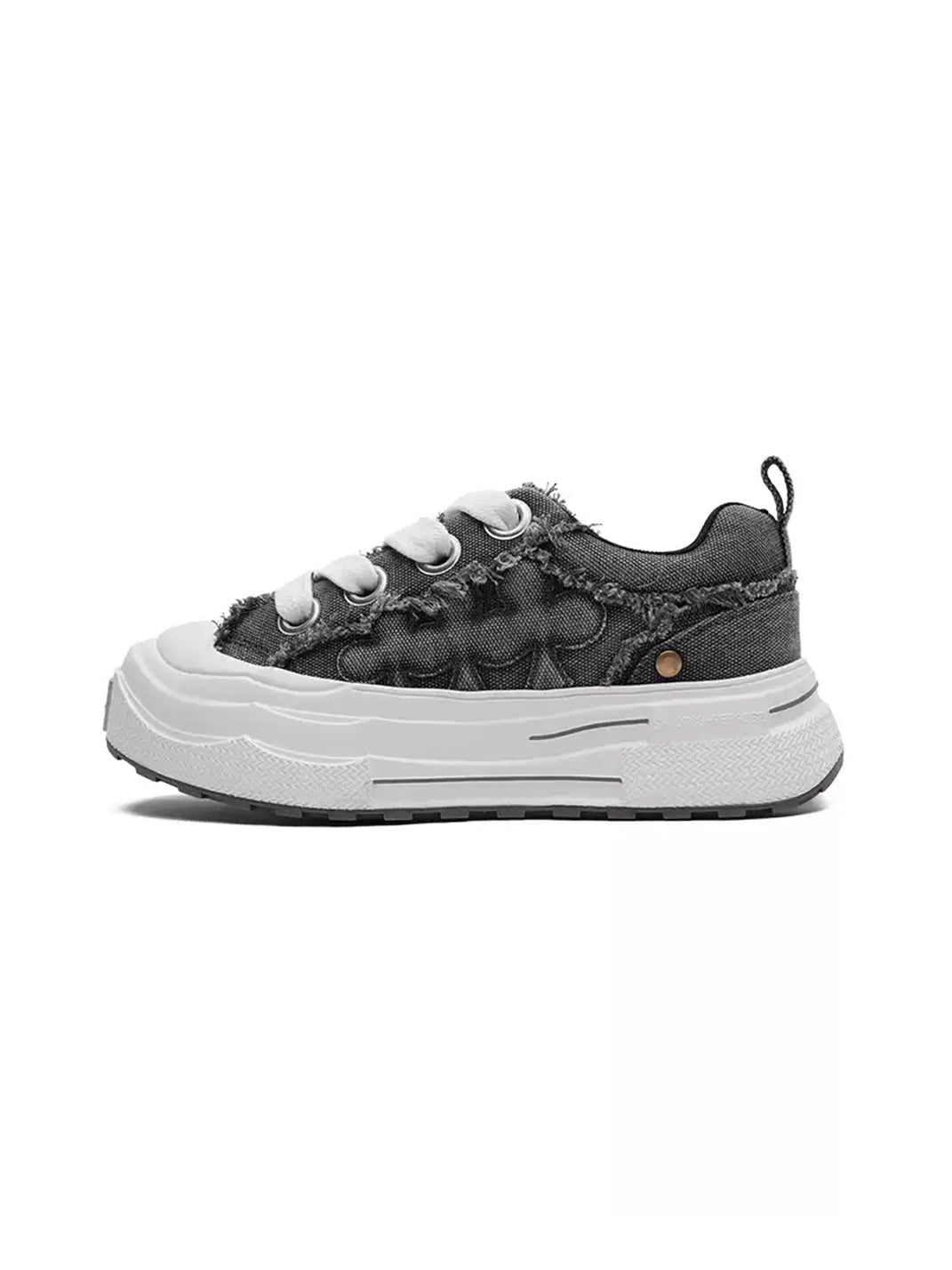 Washed Charcoal Clover-Panel Platform Sneakers - view 1