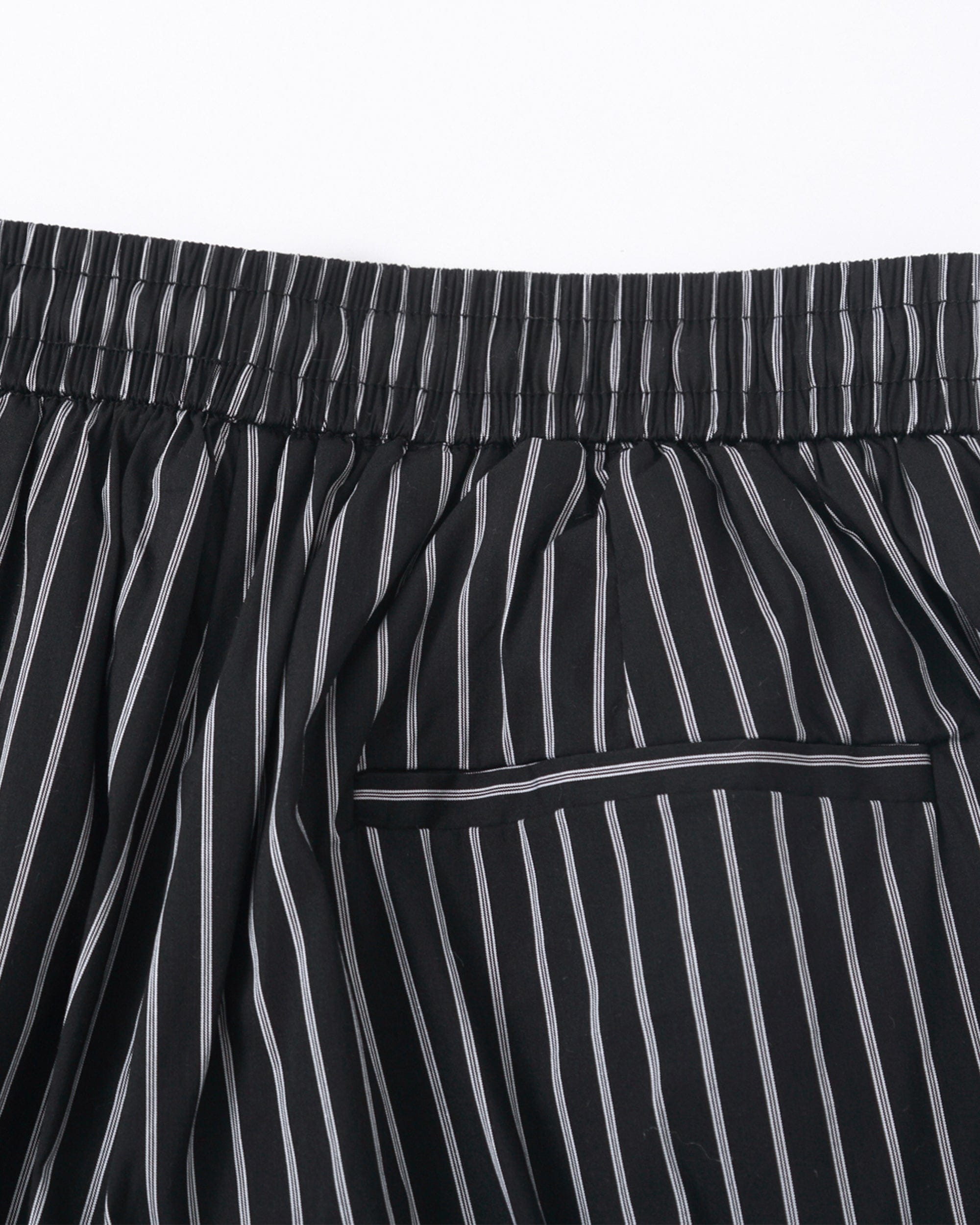 Blue Pinstripe Drawstring Wide-Leg Pants