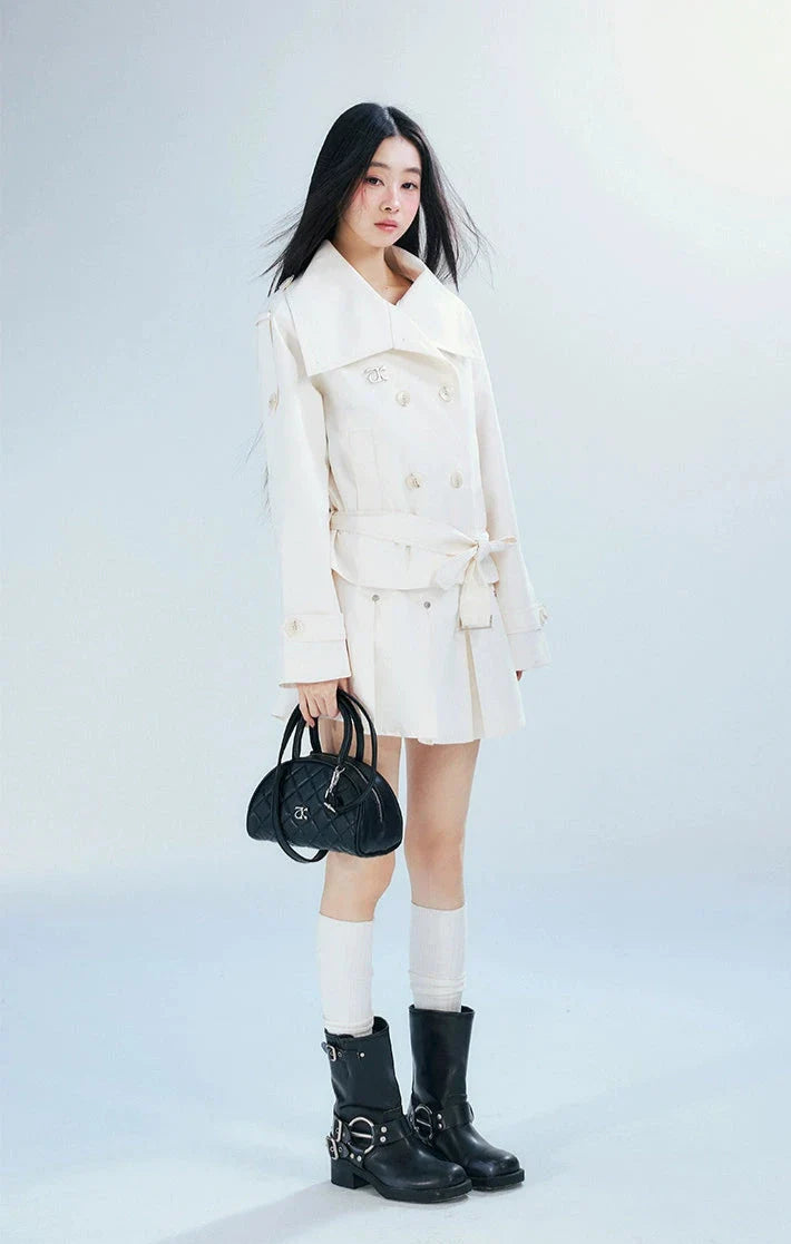 Double-Breasted Belted Trench Coat