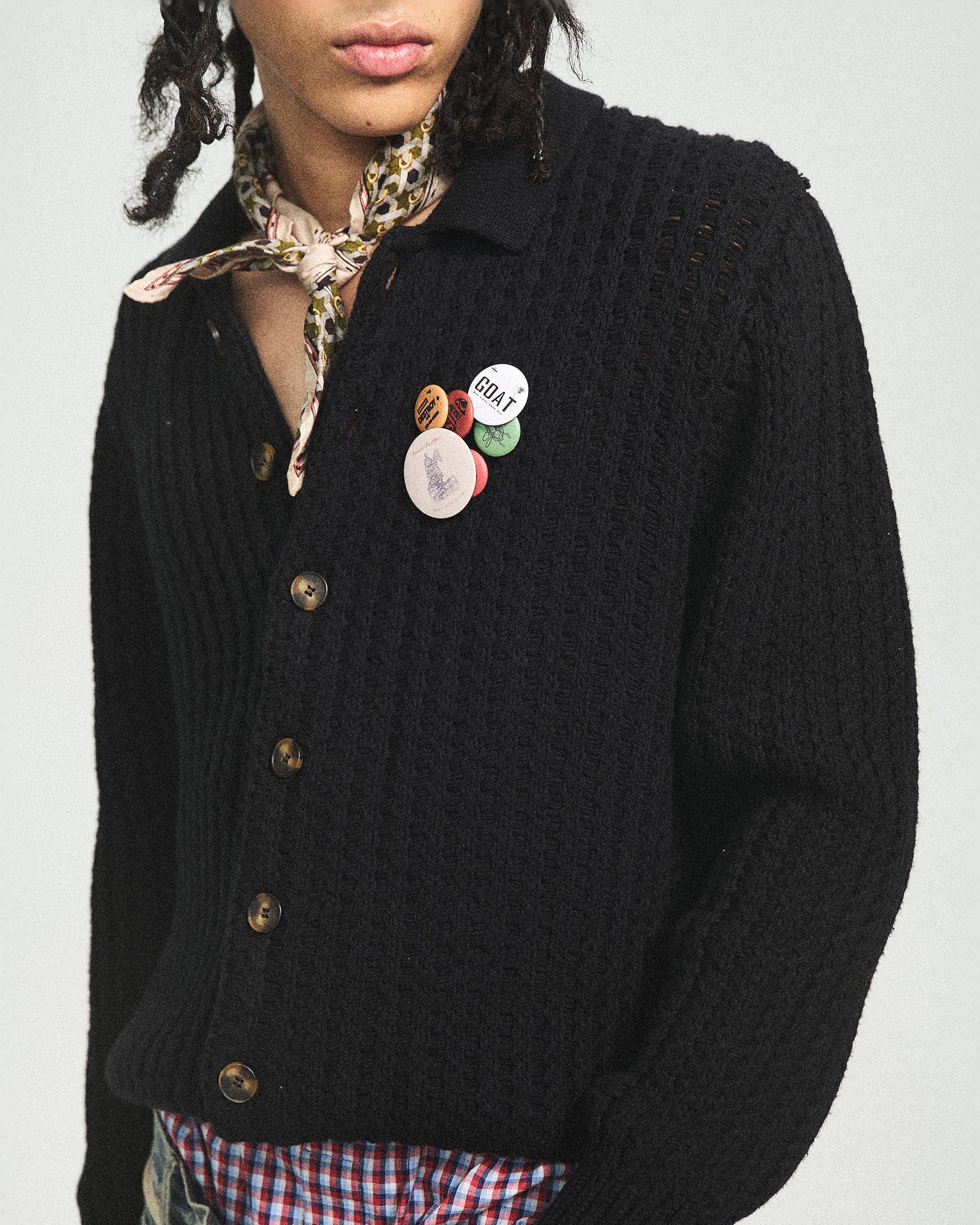 Retro Yellow Strick -Strickjacke
