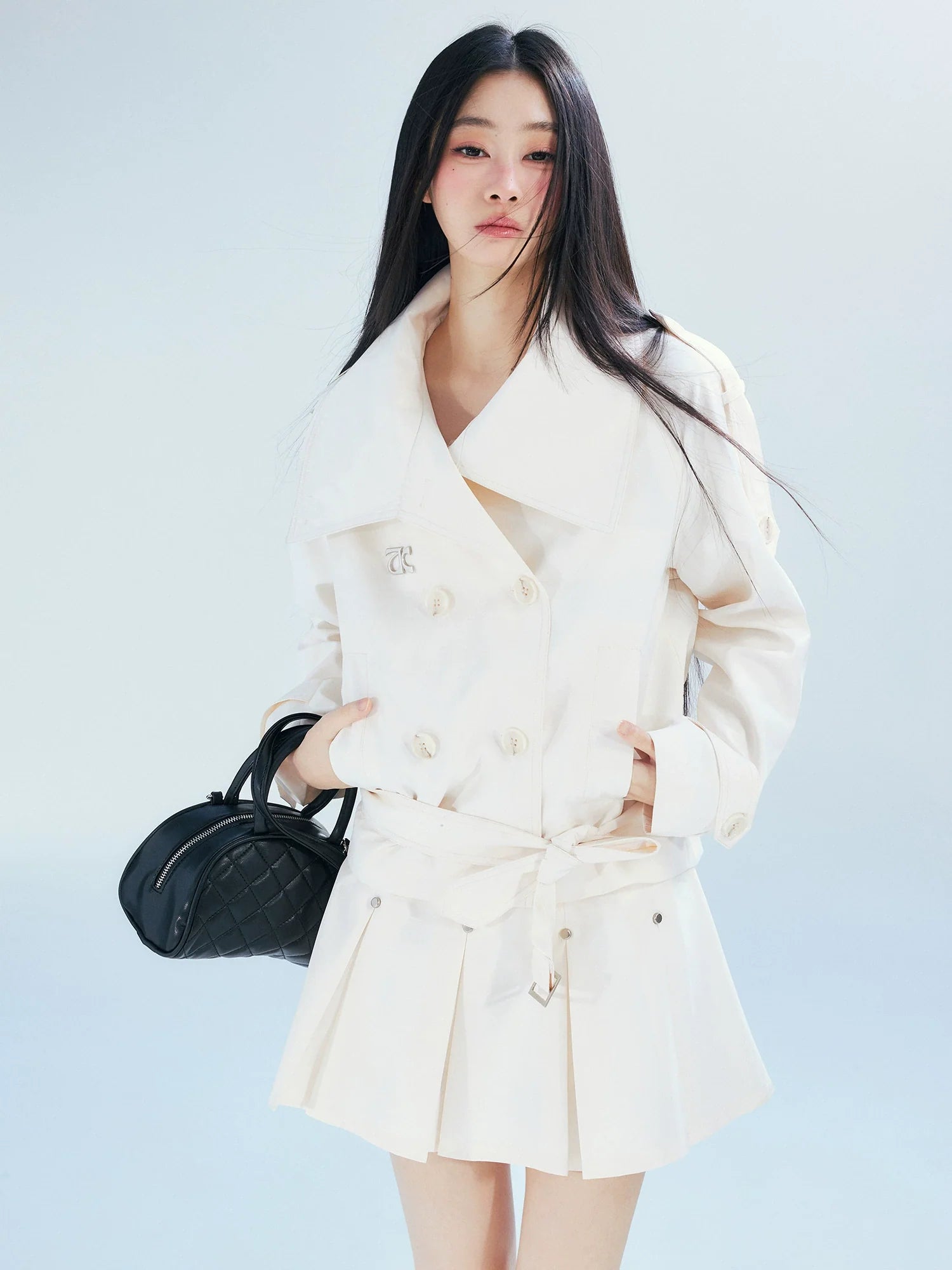 Double-Breasted Belted Trench Coat
