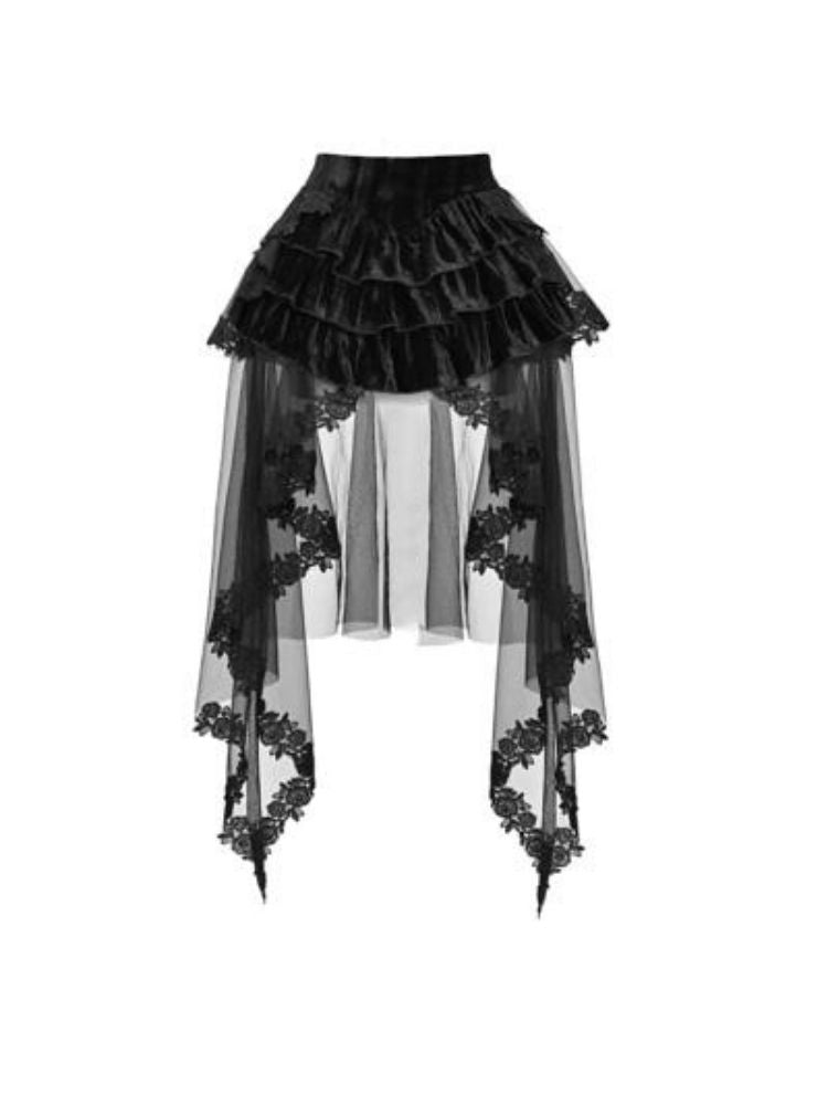 Gothic Velvet Halloween Suspender Dress Set