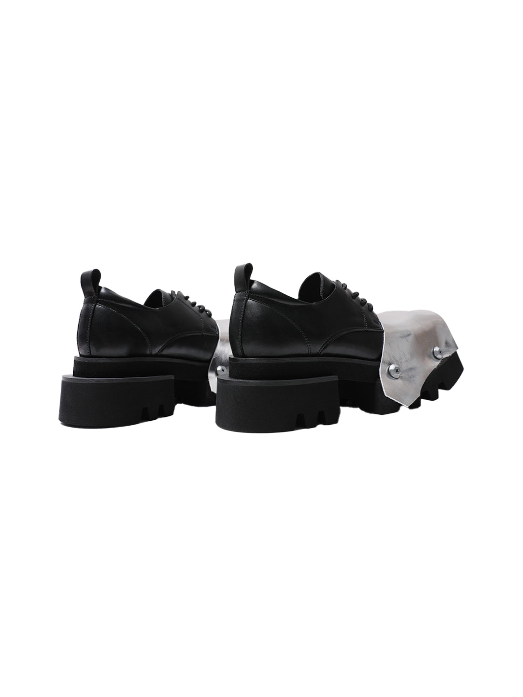Silver Square-Toe Platform Derby Shoes