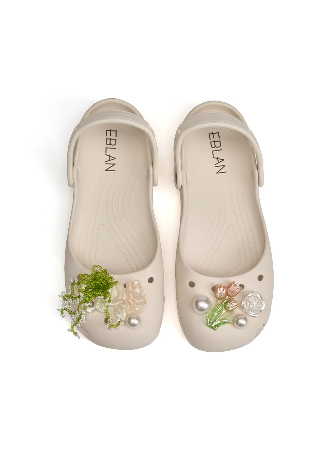Mary Jane Style Breathable Slide Sandals-Beige