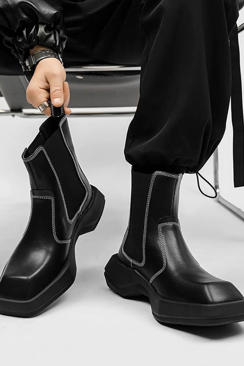 Contrast Stitch Platform Boots
