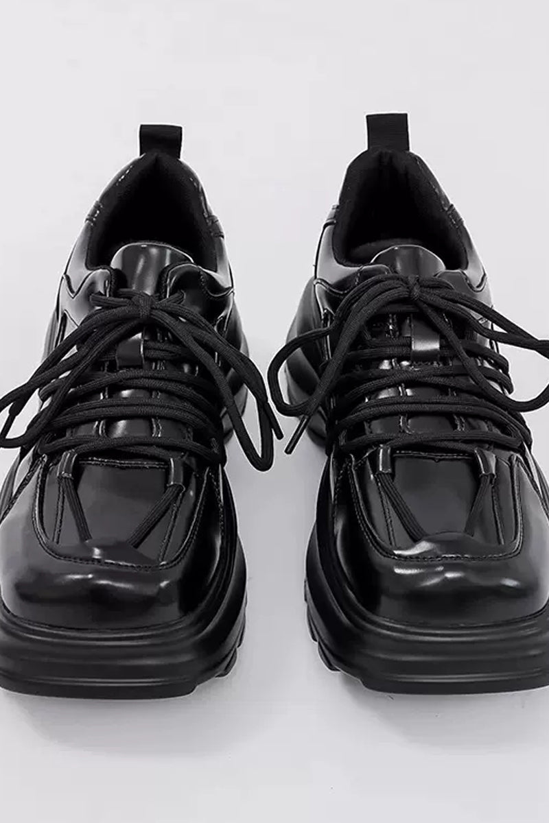 Black Chunky Platform High-Top Sneakers