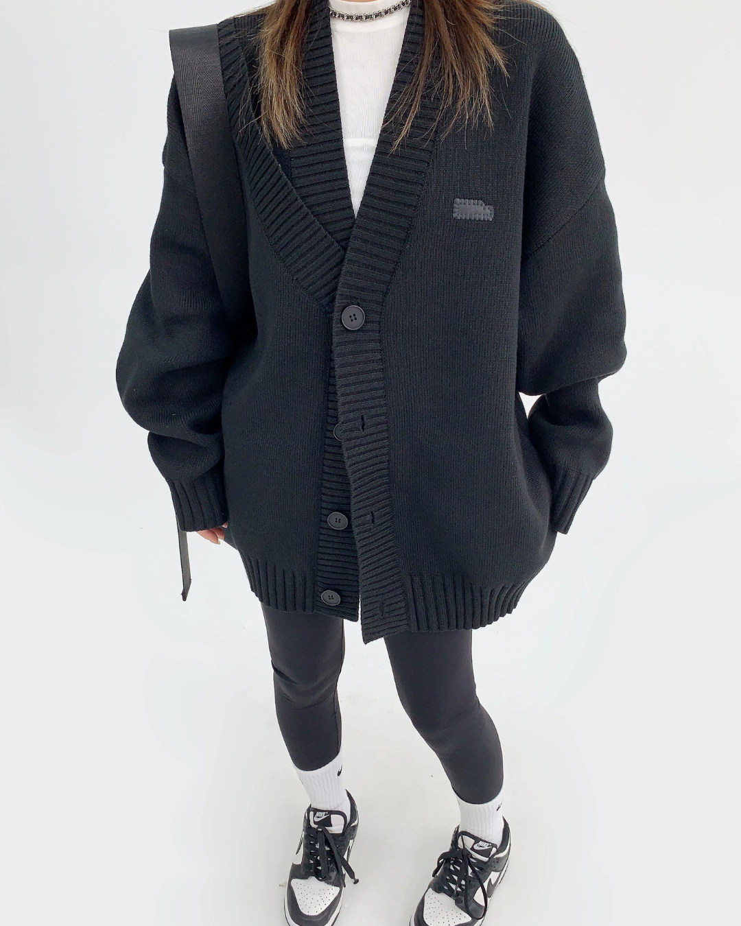 Asymmetrical Ink Studio Oversized Knit Cardigan