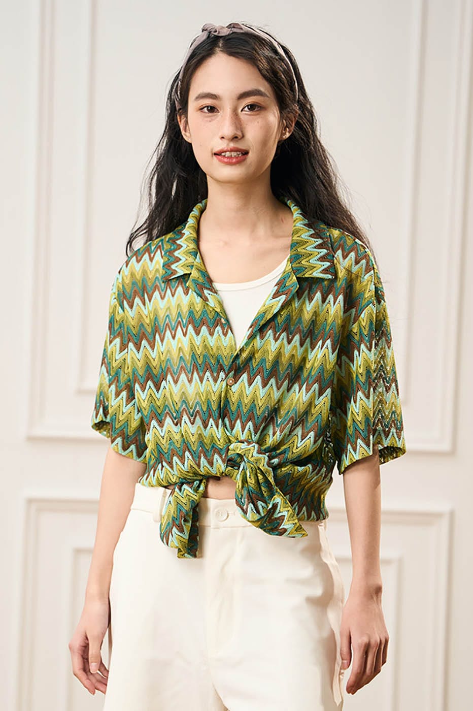 Chemise de camp de motif Chevron
