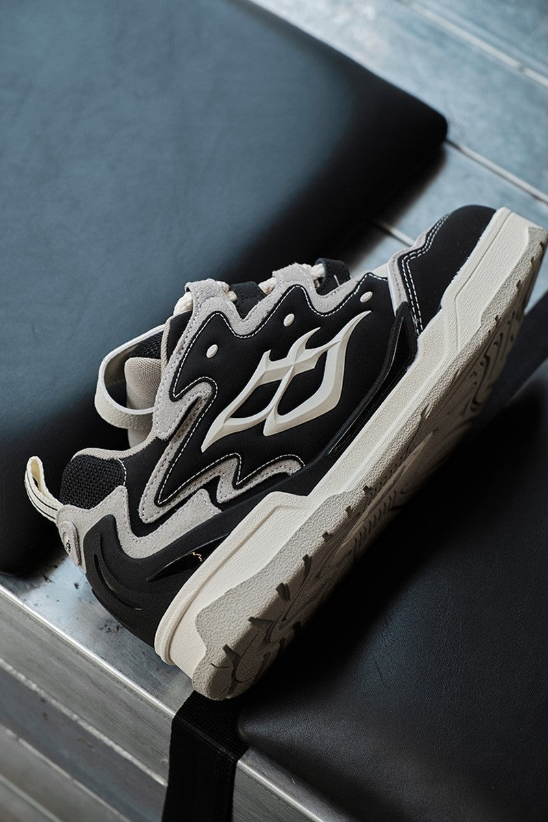 Black and White Retro Wave Sneakers