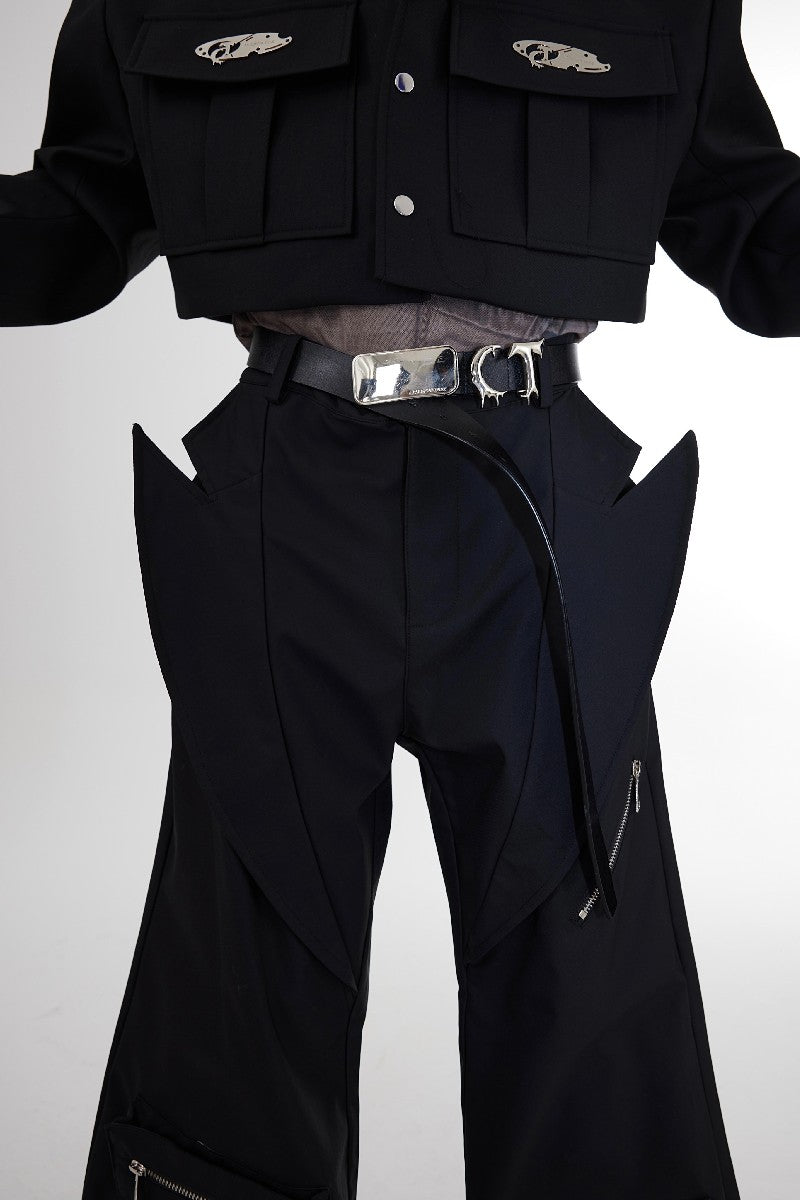 Multi Pocket Flared Trousers - chiclara