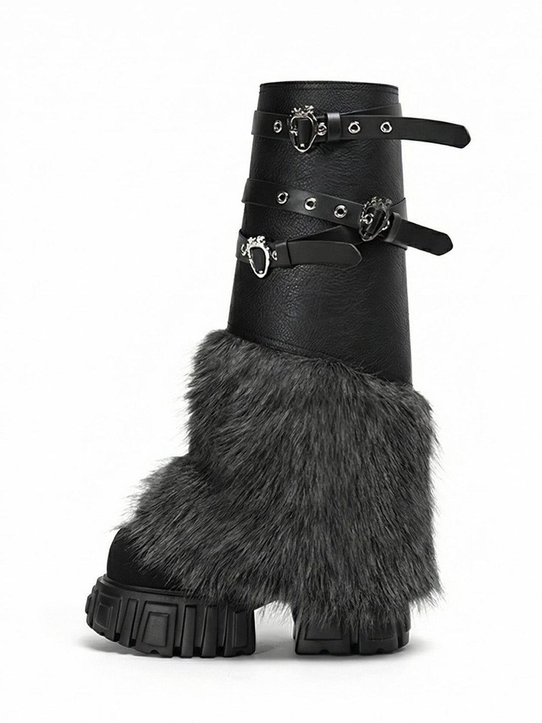 Platform Martin Boots with Removable Fur Shaft