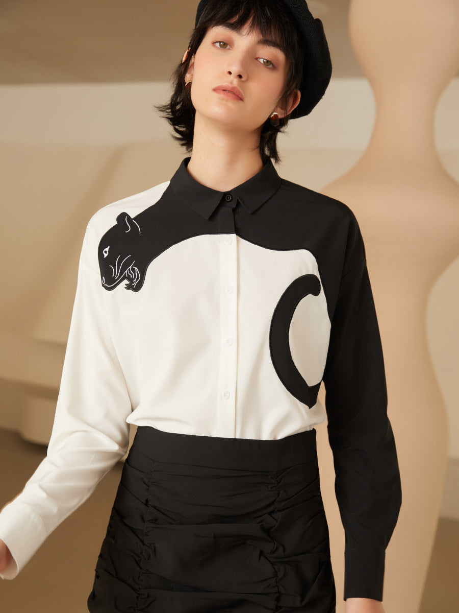 Panther Grace Embroidered Blouse - chiclara