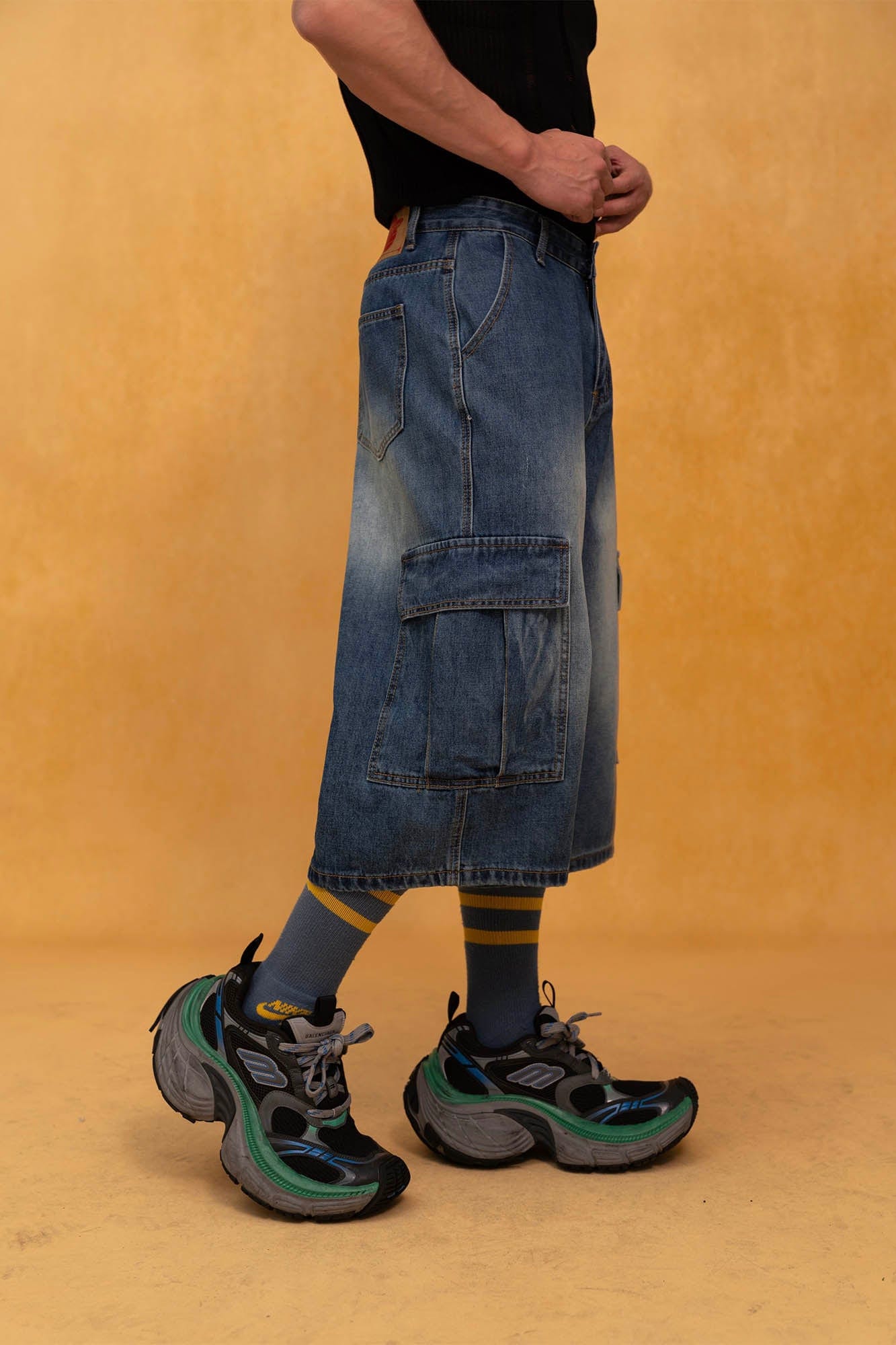 Baggy Denim Cargo Shorts