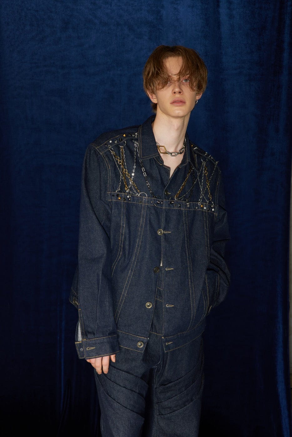 Veste en jean de harnais de chaîne