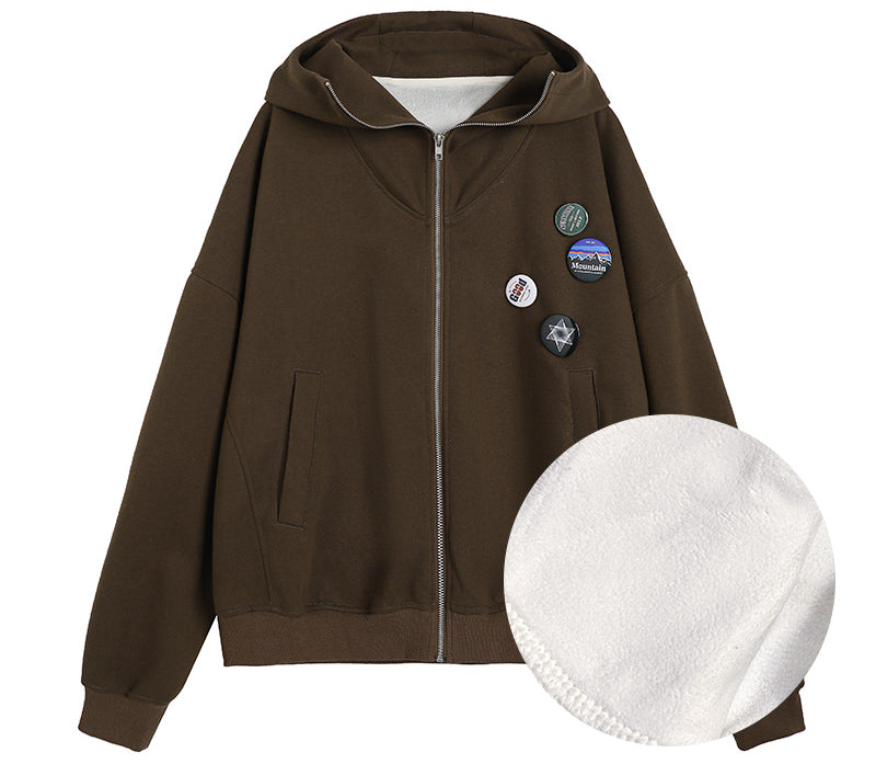 Manteau gris à capuche zippé