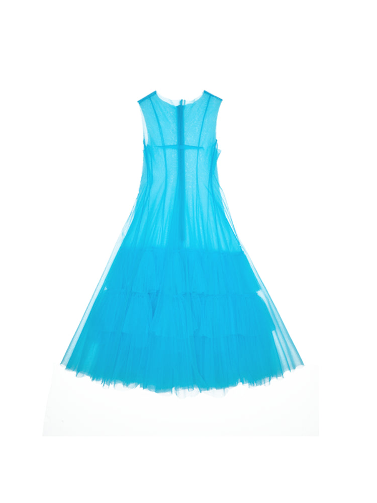 Sheer Tulle Tiered Dress