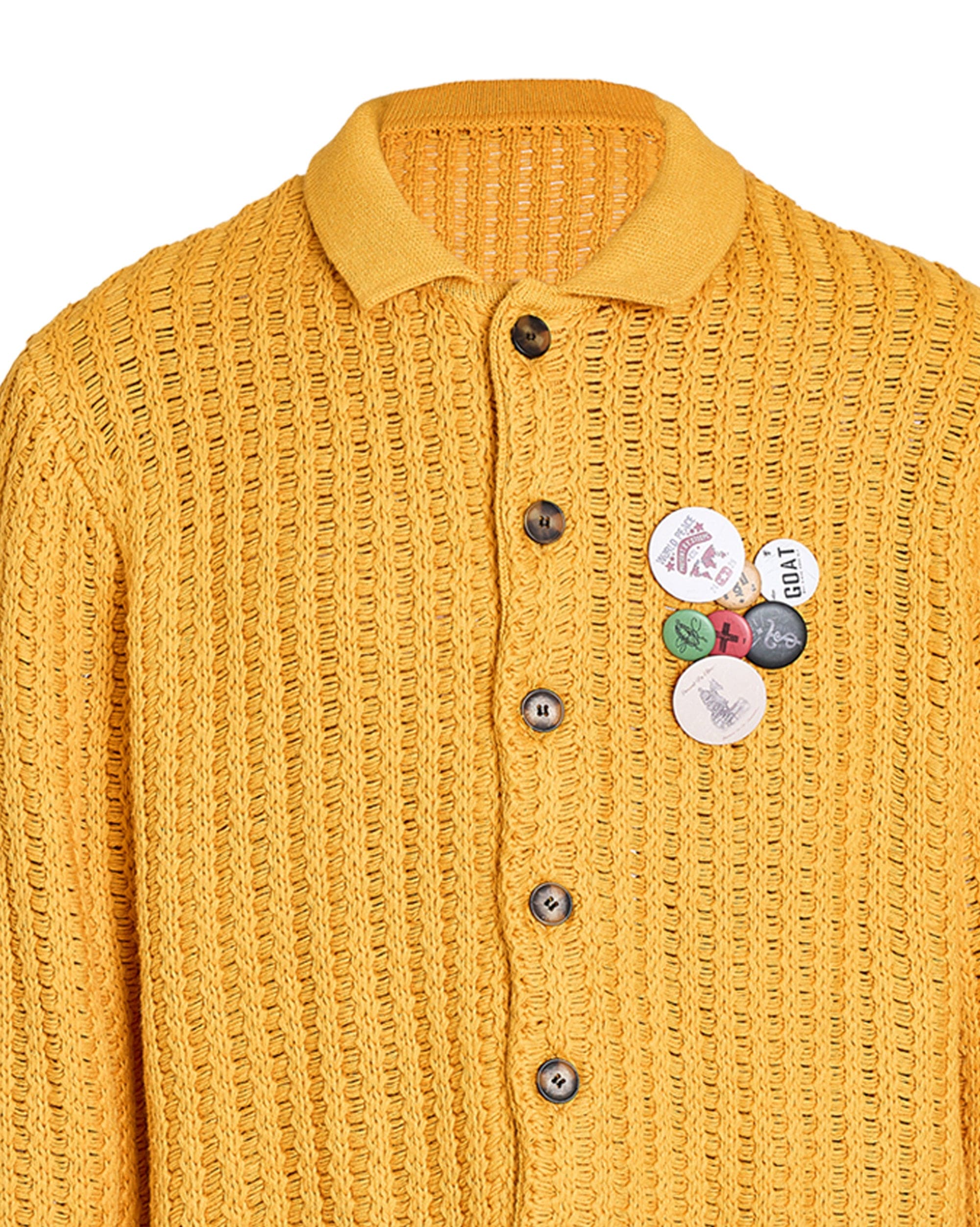 Retro Yellow Strick -Strickjacke