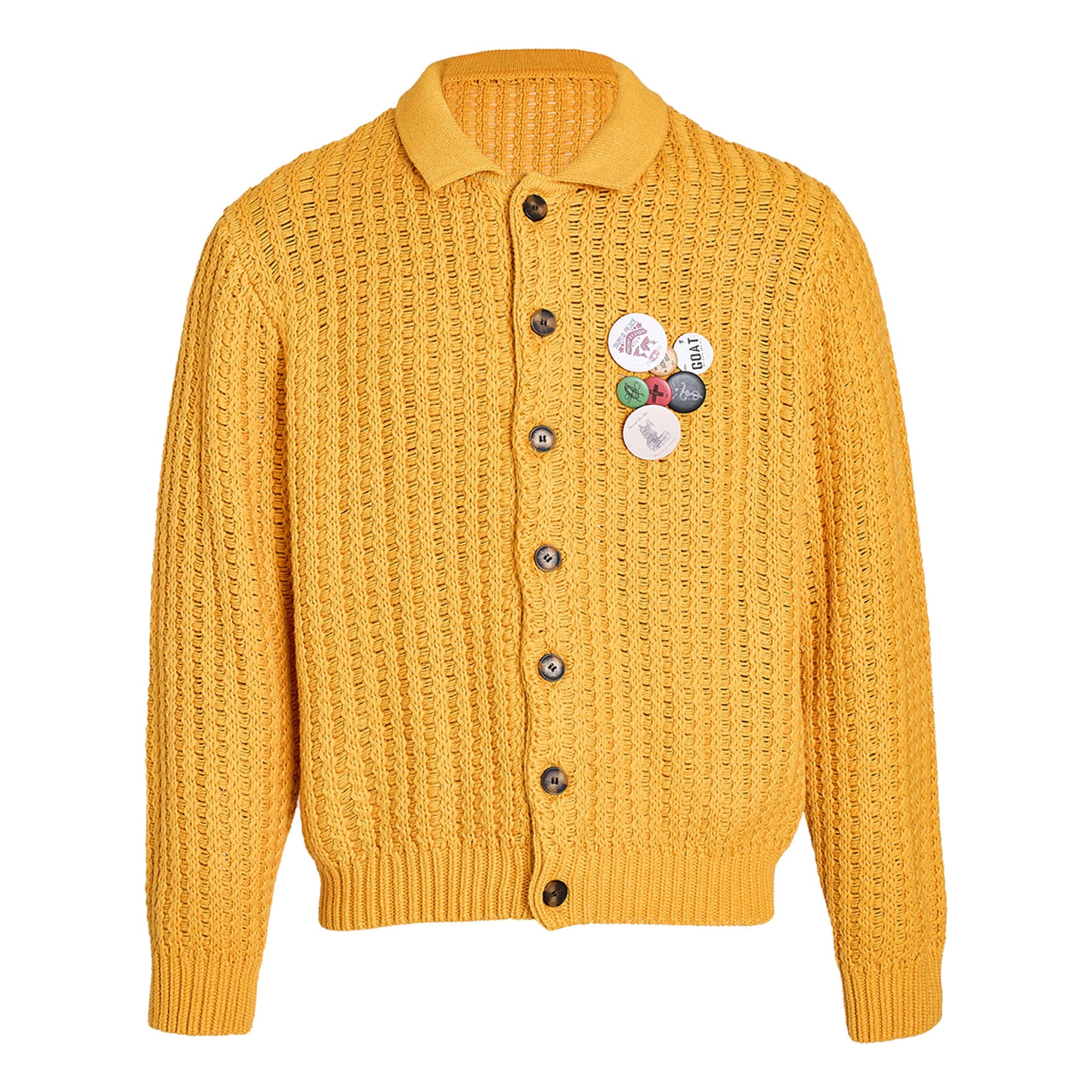 Retro Yellow Strick -Strickjacke