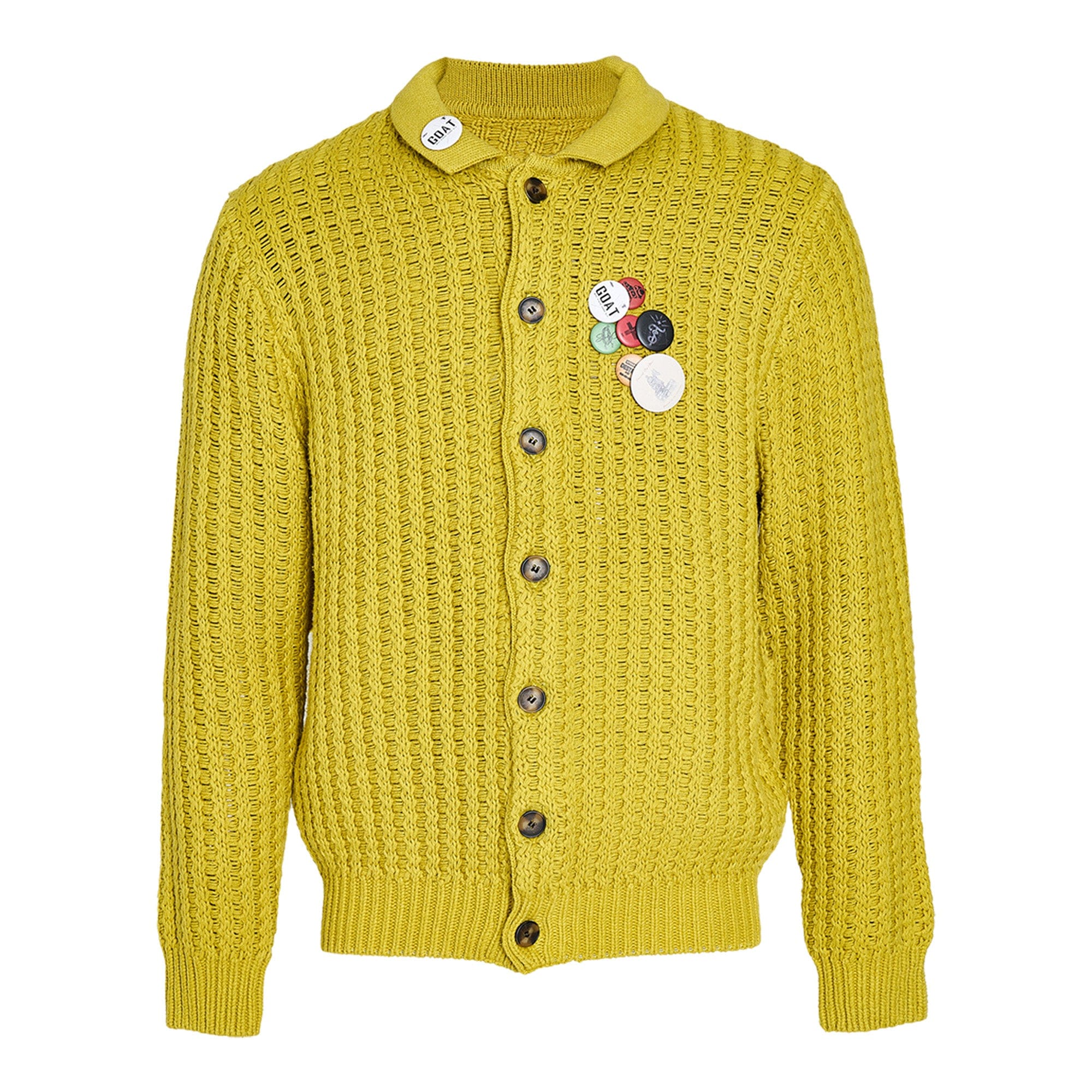 Retro Yellow Strick -Strickjacke