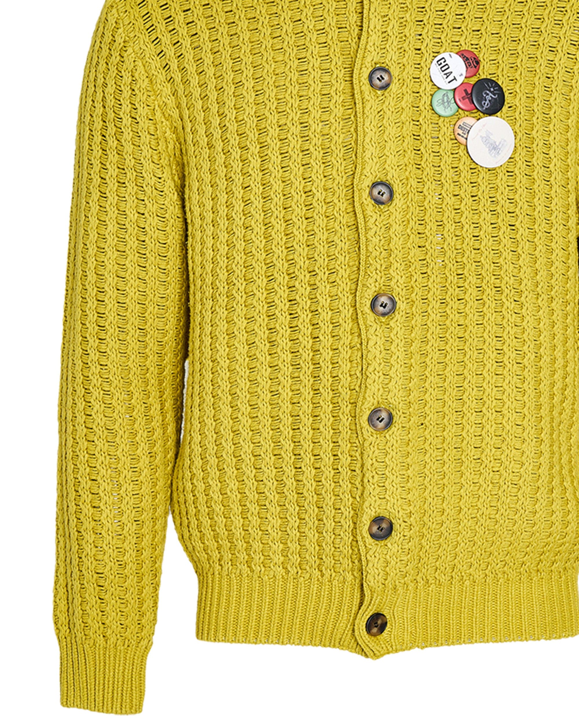 Retro Yellow Strick -Strickjacke