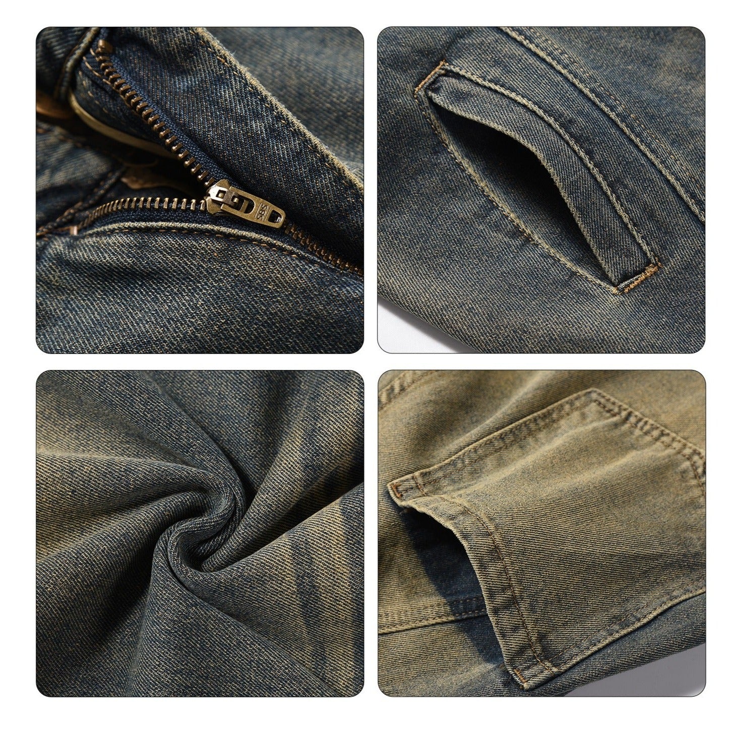 Vintage-Wäsche mit breitem Tischler Jeans