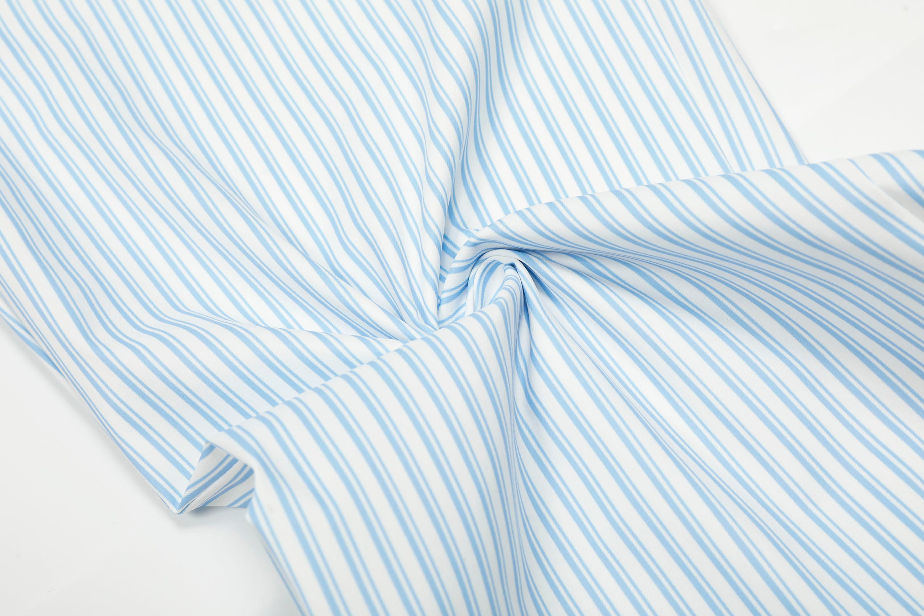 Blue Pinstripe Pants with Red Chain Print