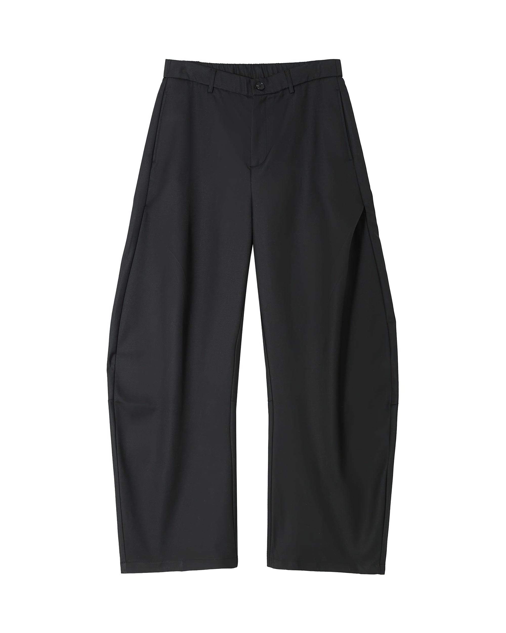 Curved Black Ultra Wide-Leg Trousers