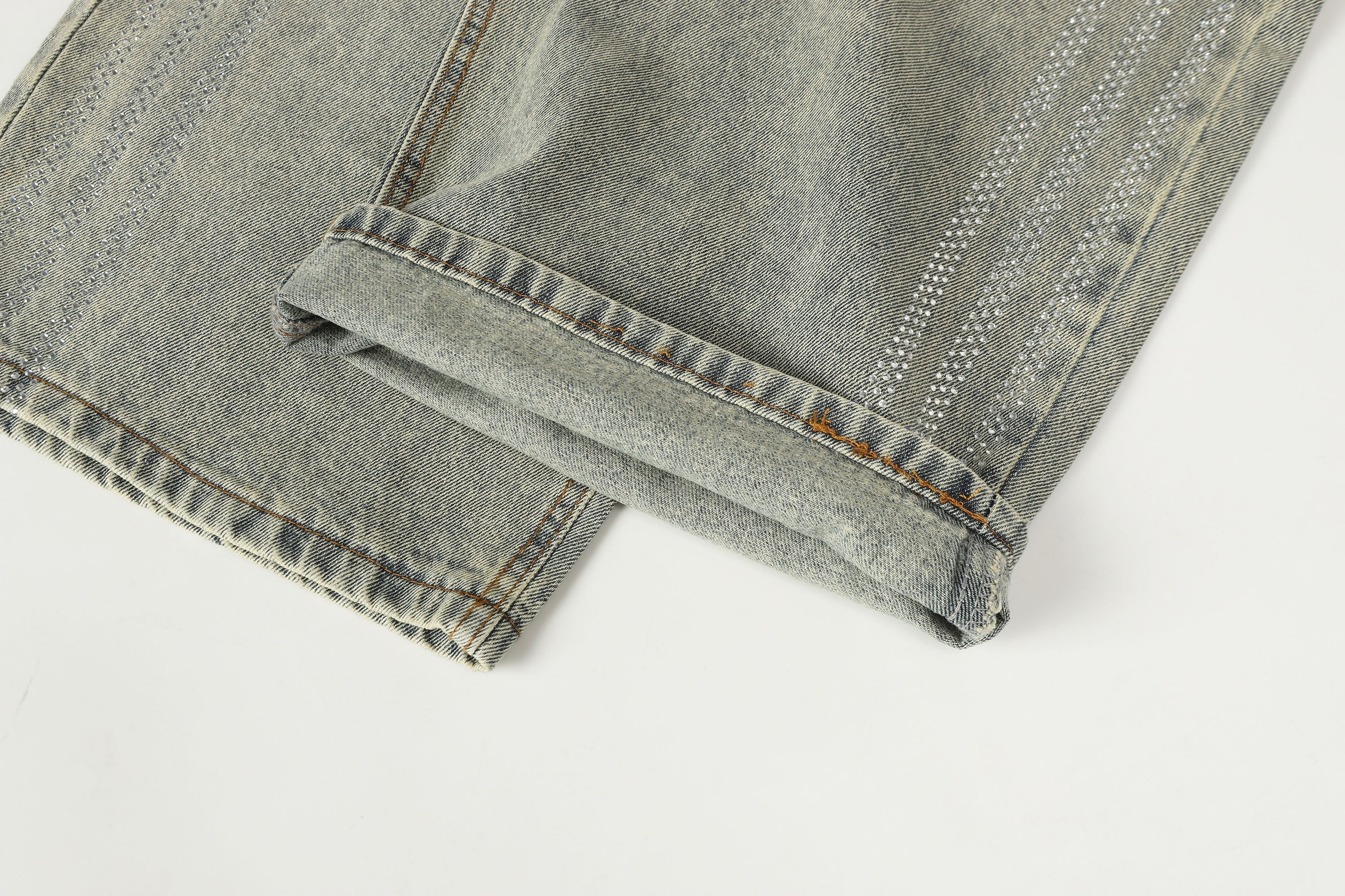 Rhinestone Trim Vintage Jeans