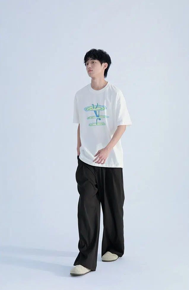 T-Shirt with Tumbling Man Silhouette - chiclara