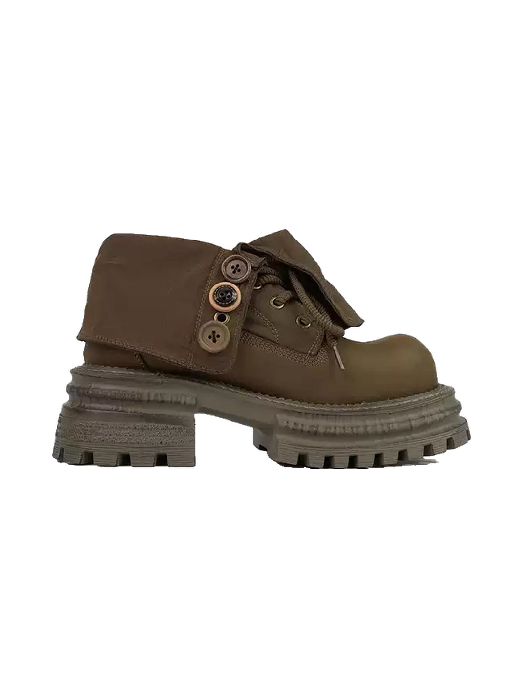 Button-Cuff Canvas Platform Ankle Boots - view 3