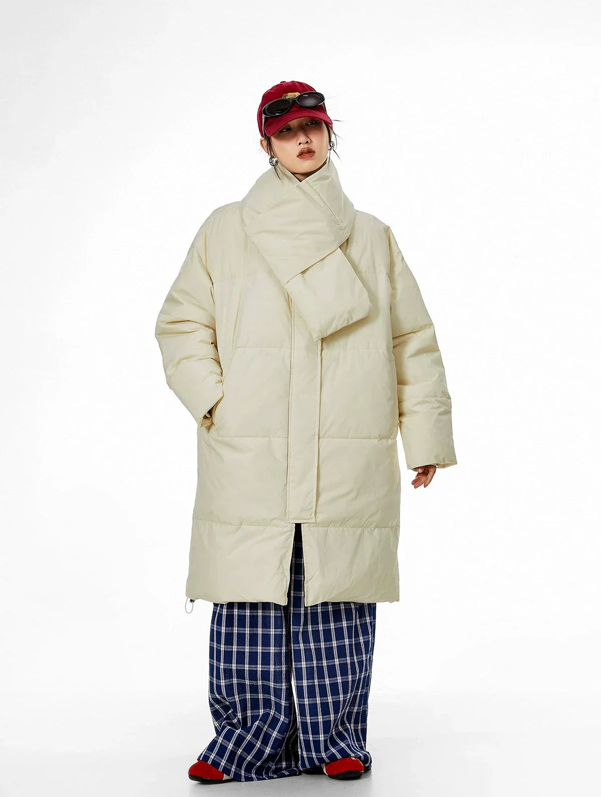 Oversized Puffer Winter Coat with Scarf