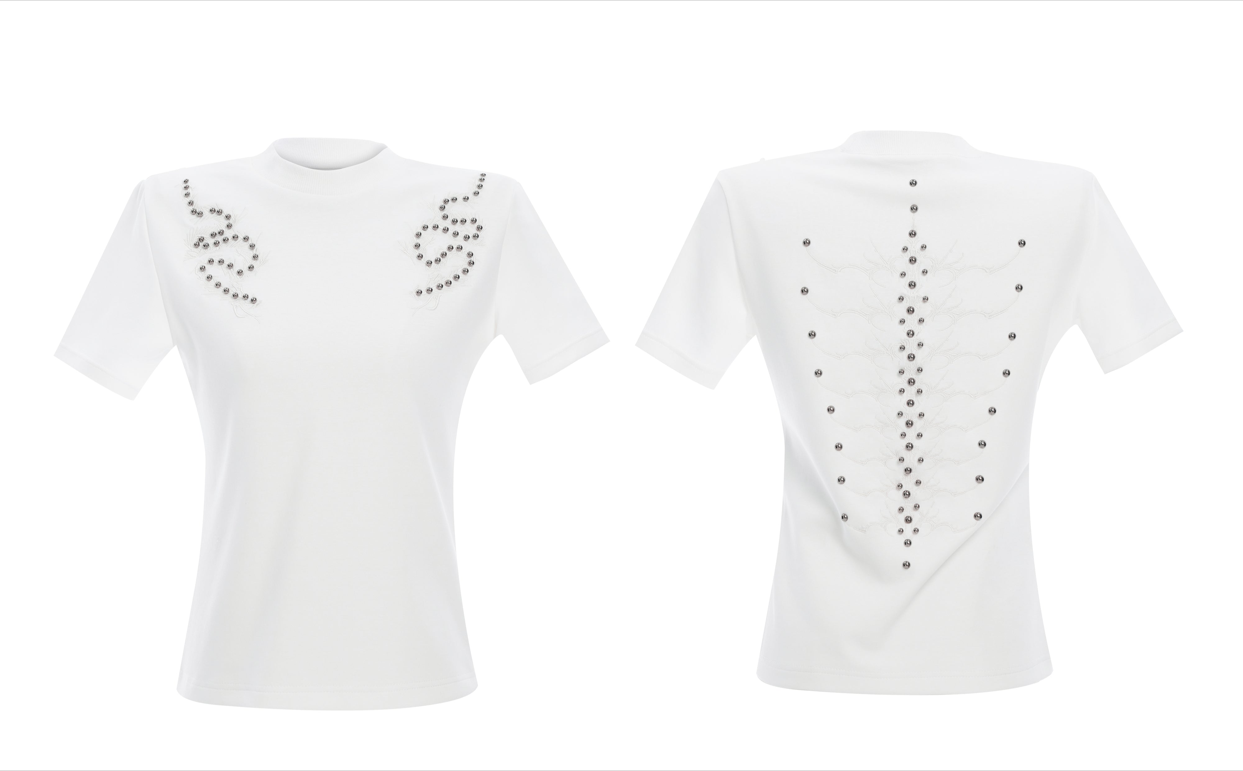 Spine Crystal Grey Fitted Tee