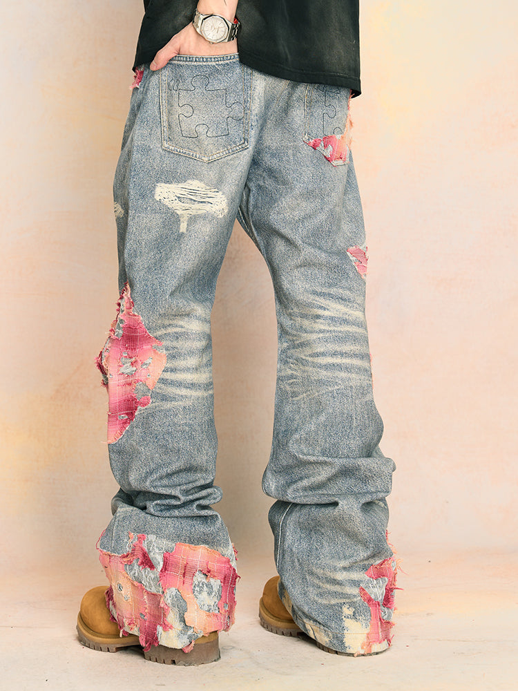 Elegant Evening Lace Embroidered Denim Jeans - chiclara