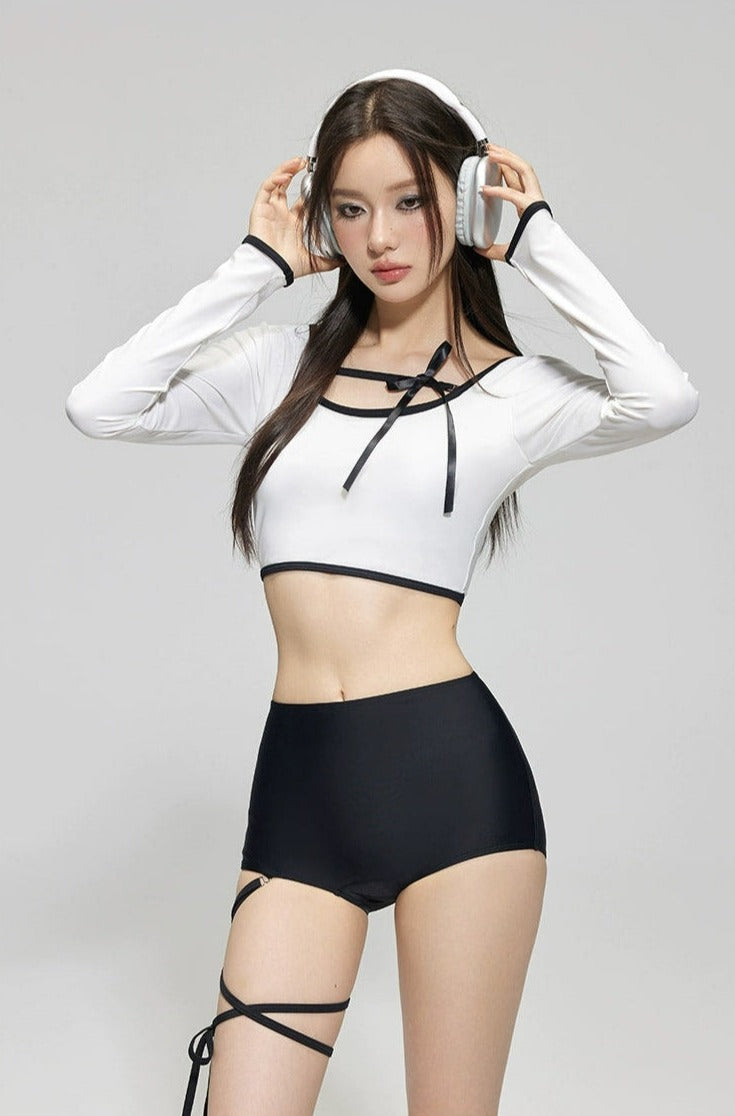 Black and White Strappy Crop Set