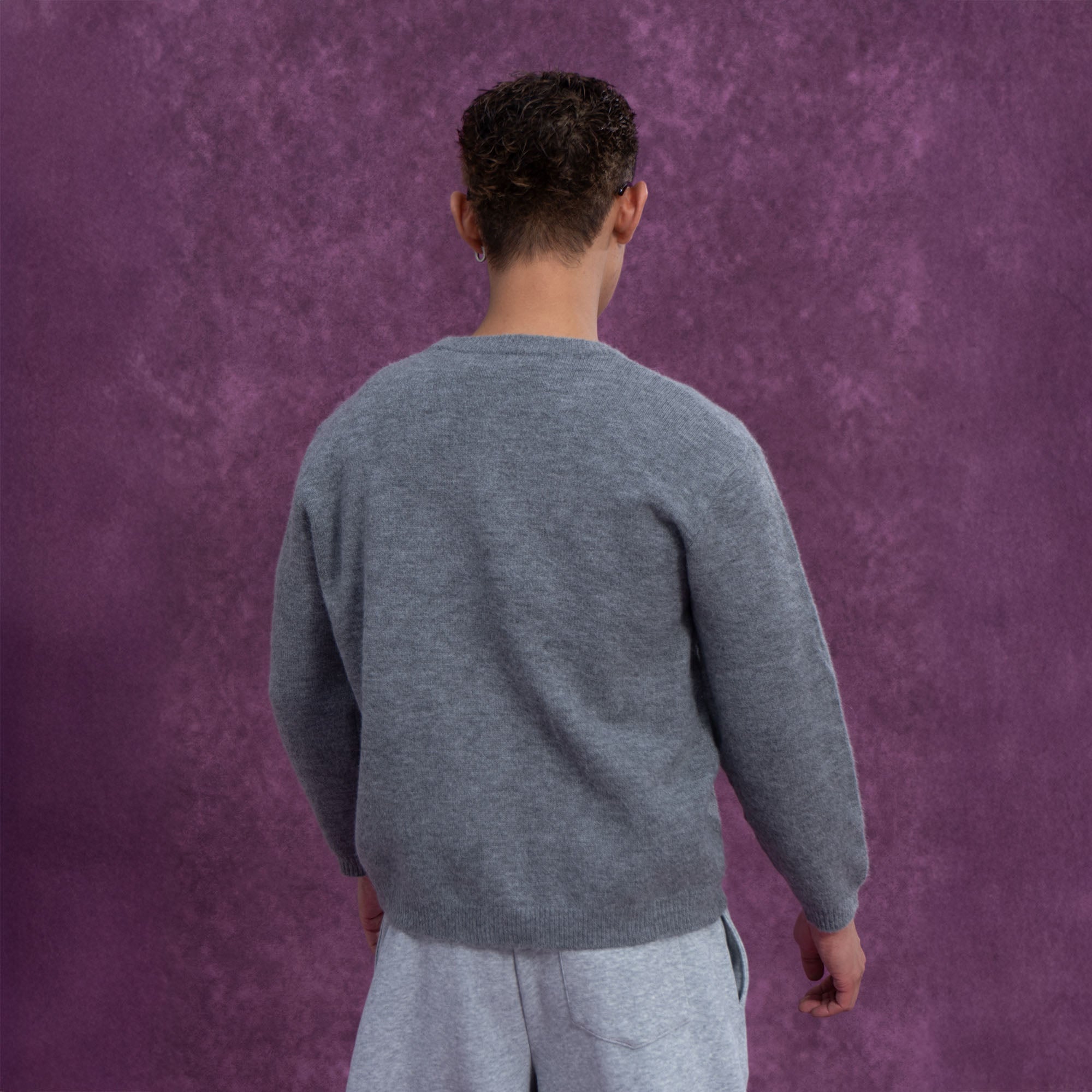 Gray Floral Line Embroidered Cardigan