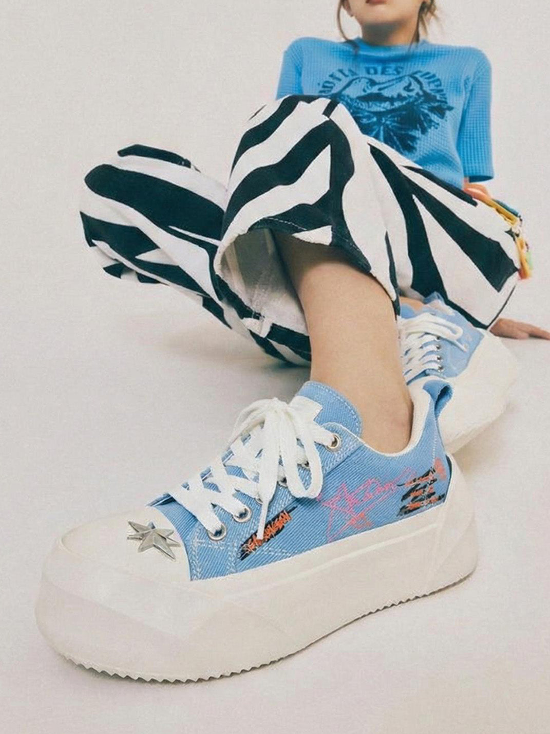 Graffiti Canvas Platform Sneakers