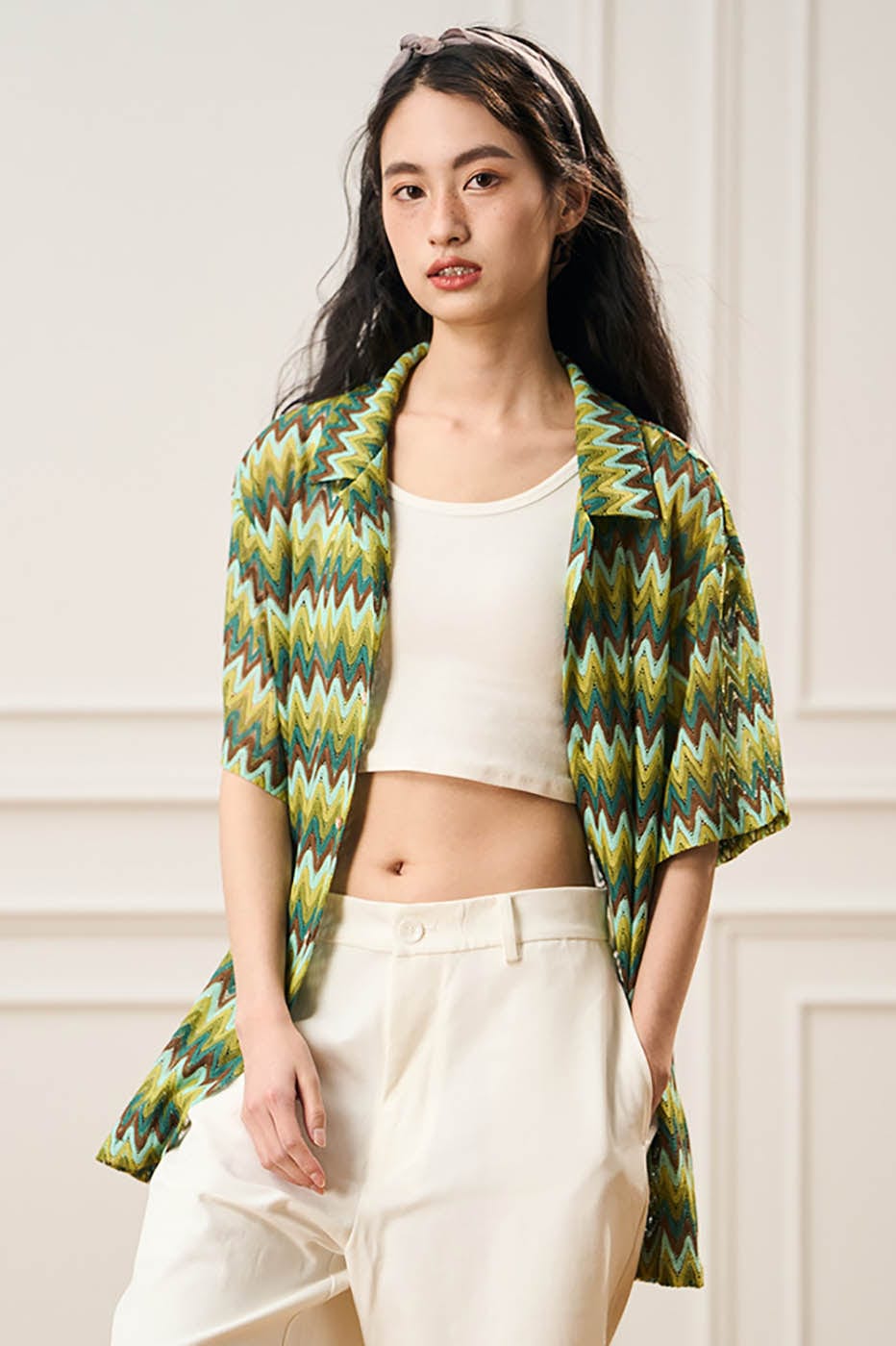 Chemise de camp de motif Chevron